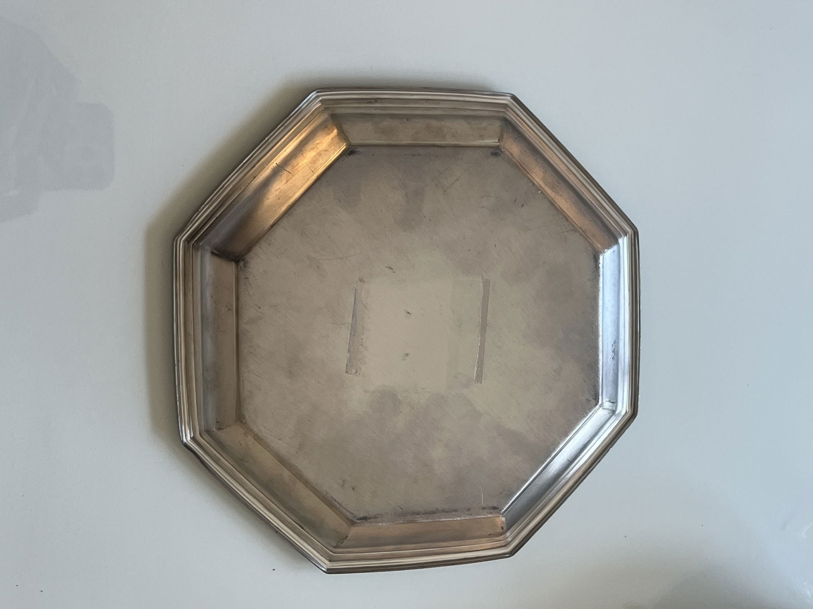 Octagonal Silver tone Palm Tree Tray - 3