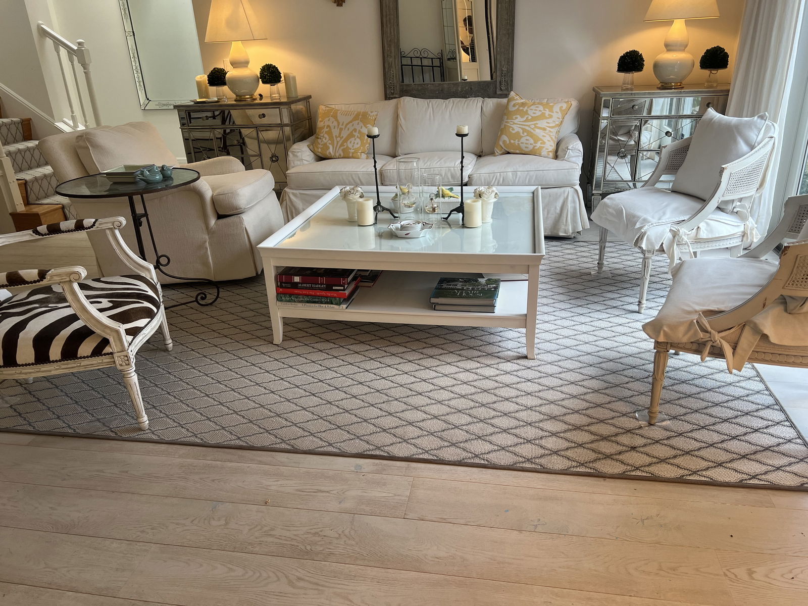 Indoor Outdoor Rug: Ballard Designs Indoor / Outdoor rug. Dimensions: 11' x 7'9" Condition: Very good, lightly used. (located in living room) Low Estimate: 10.00High Estimate: 10000.00