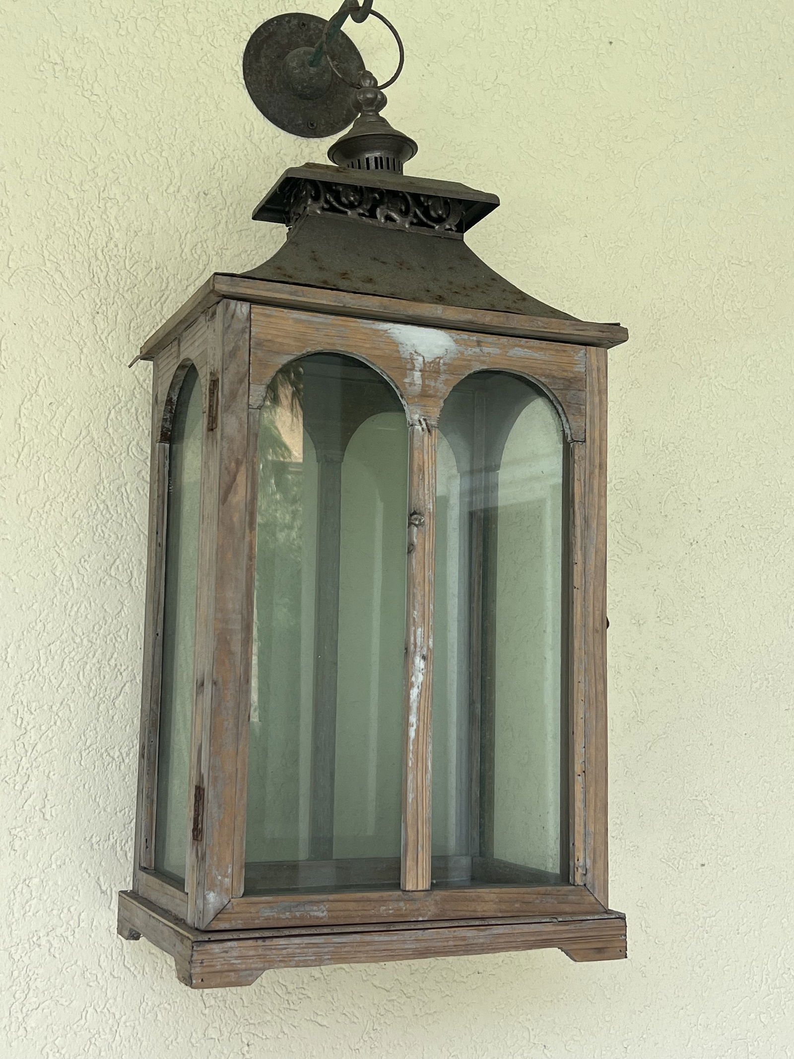 Wood and Glass Outdoor Wall Lanterns - 2