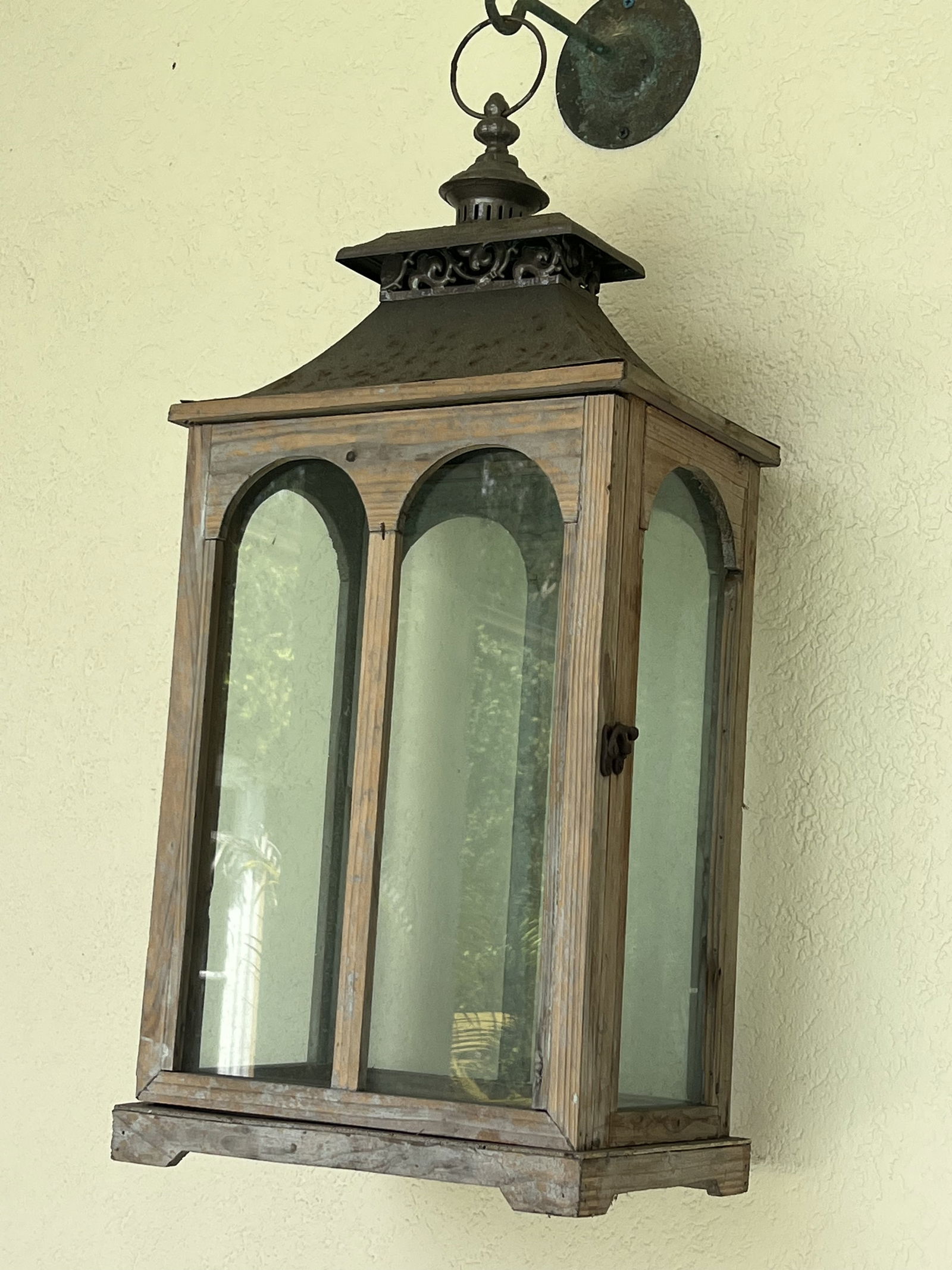 Wood and Glass Outdoor Wall Lanterns - 4