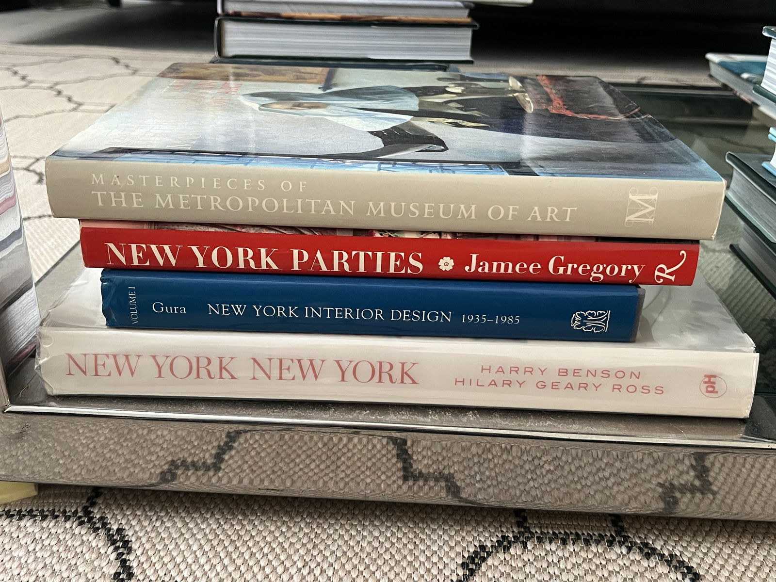 Lot of 4 New York City Design Books: Masterpieces of the MMA, New York Parties, New York Interior Design and New York New York by Harry Benson and Hilary Geary Ross. Low Estimate: 10.00High Estimate: 10000.00