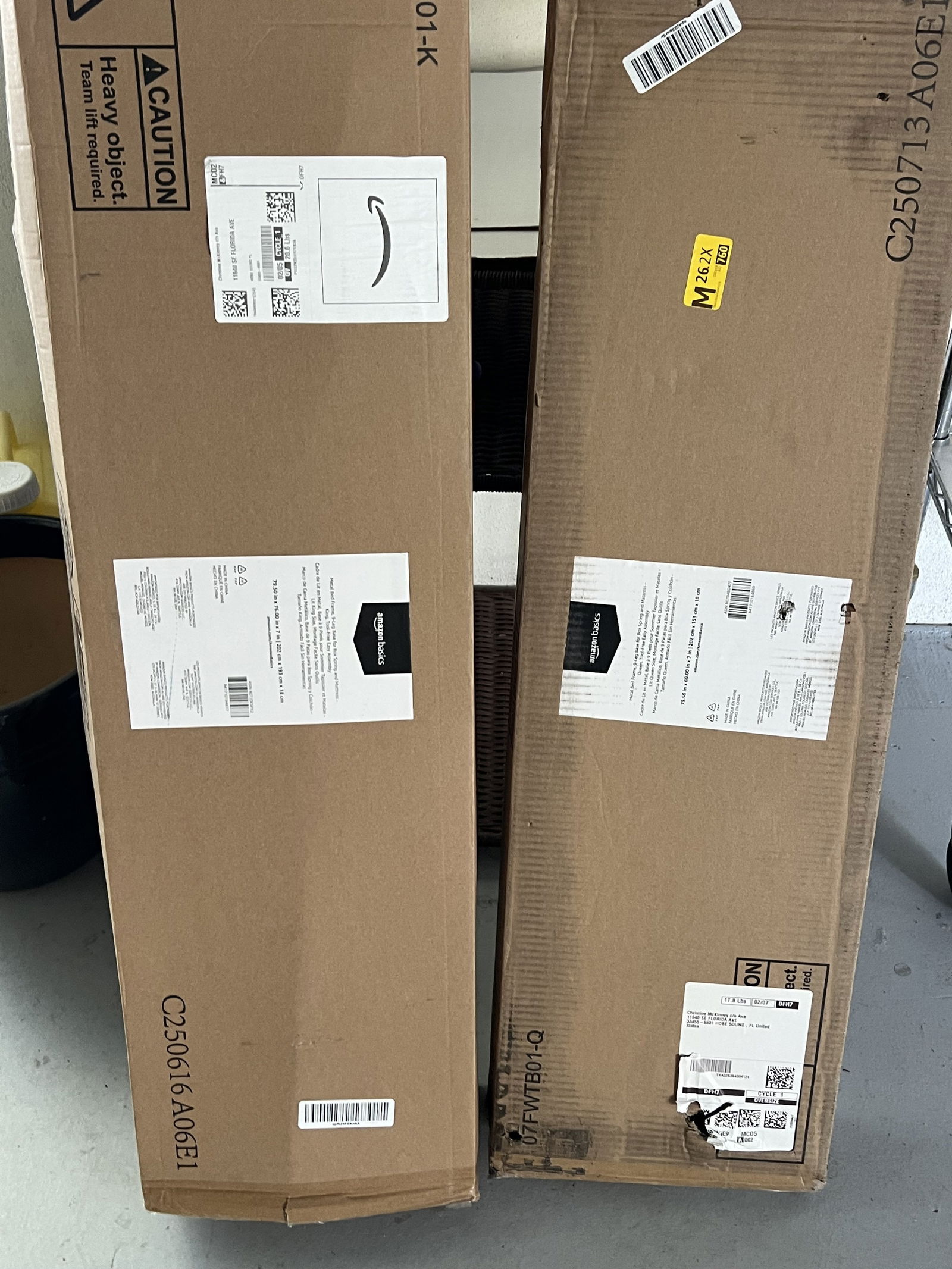 Amazon Basics Queen and King Metal Bed Frames: New in opened boxes. Low Estimate: 10.00High Estimate: 10000.00