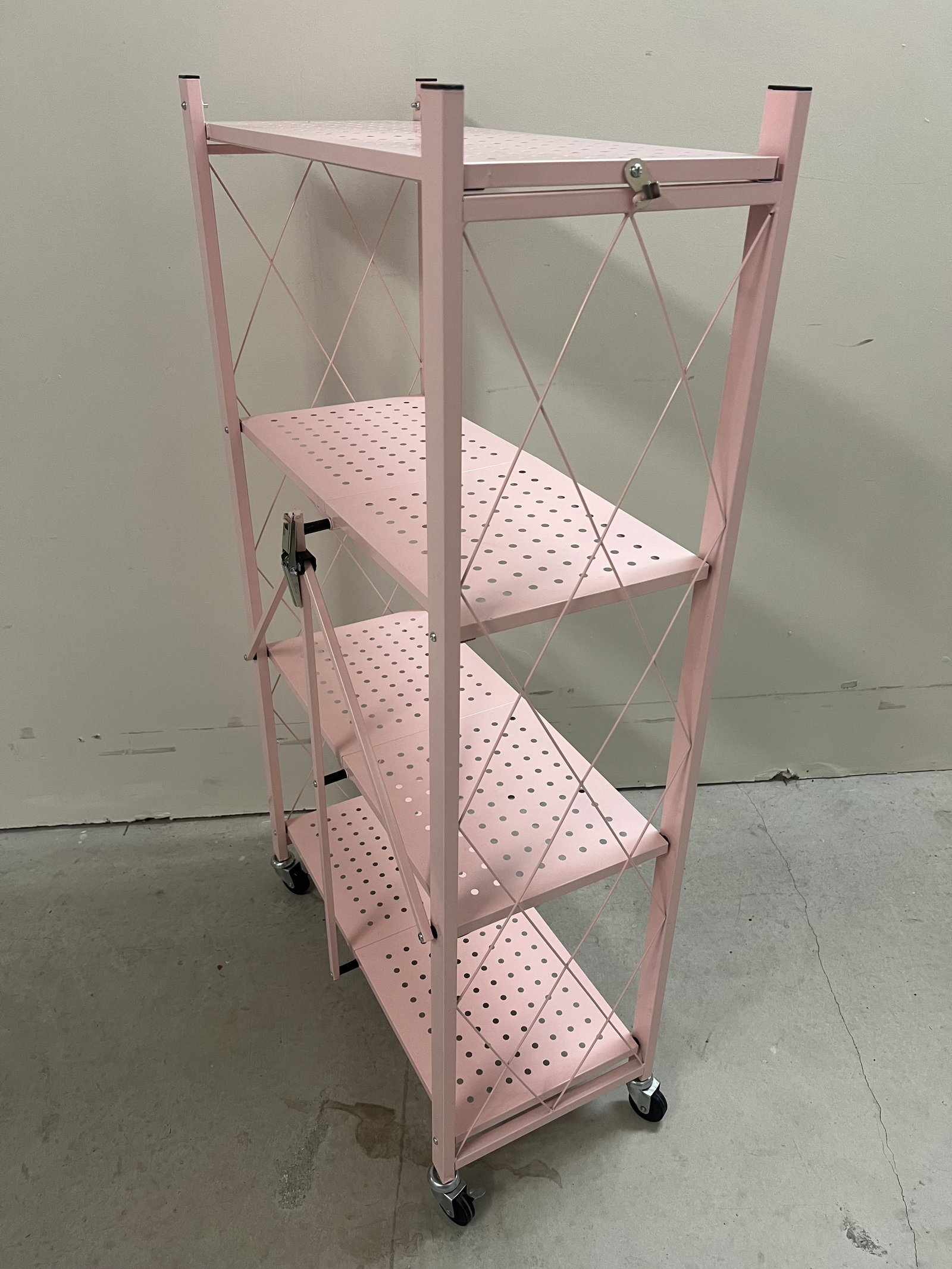 Pink Folding Metal Shelf Rack - 3