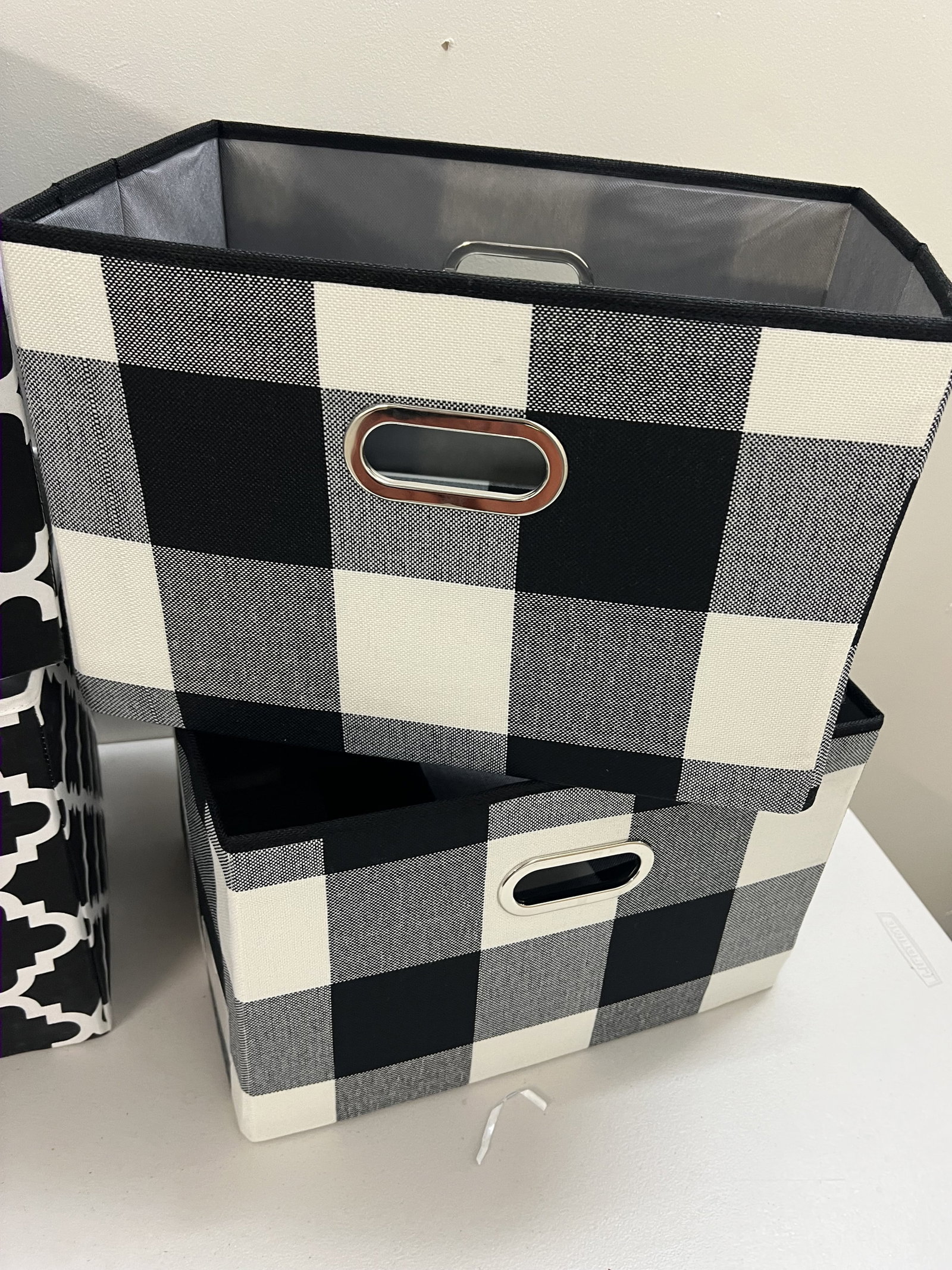 (8) Black and White Folding Storage Bins - 10