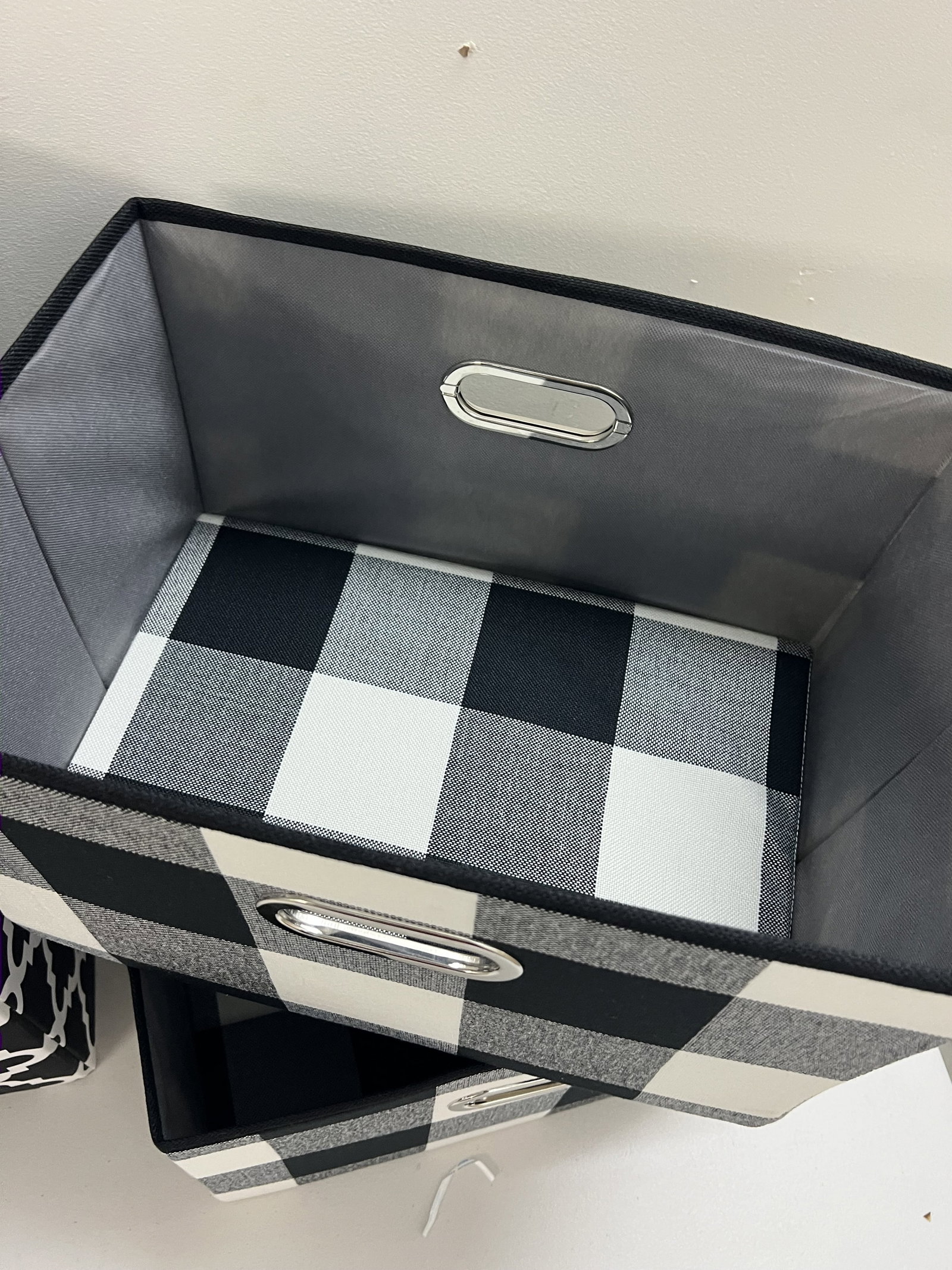 (8) Black and White Folding Storage Bins - 11