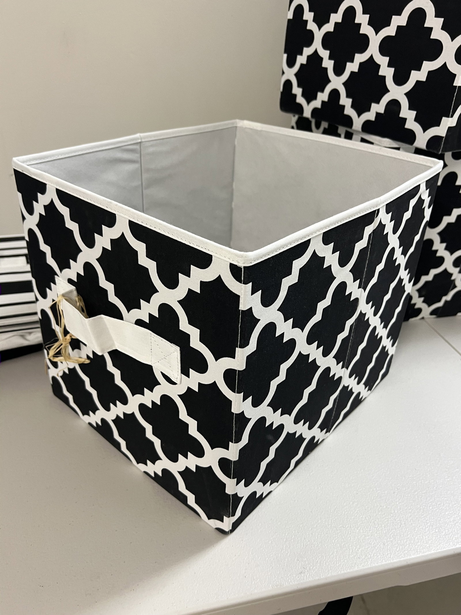 (8) Black and White Folding Storage Bins - 6