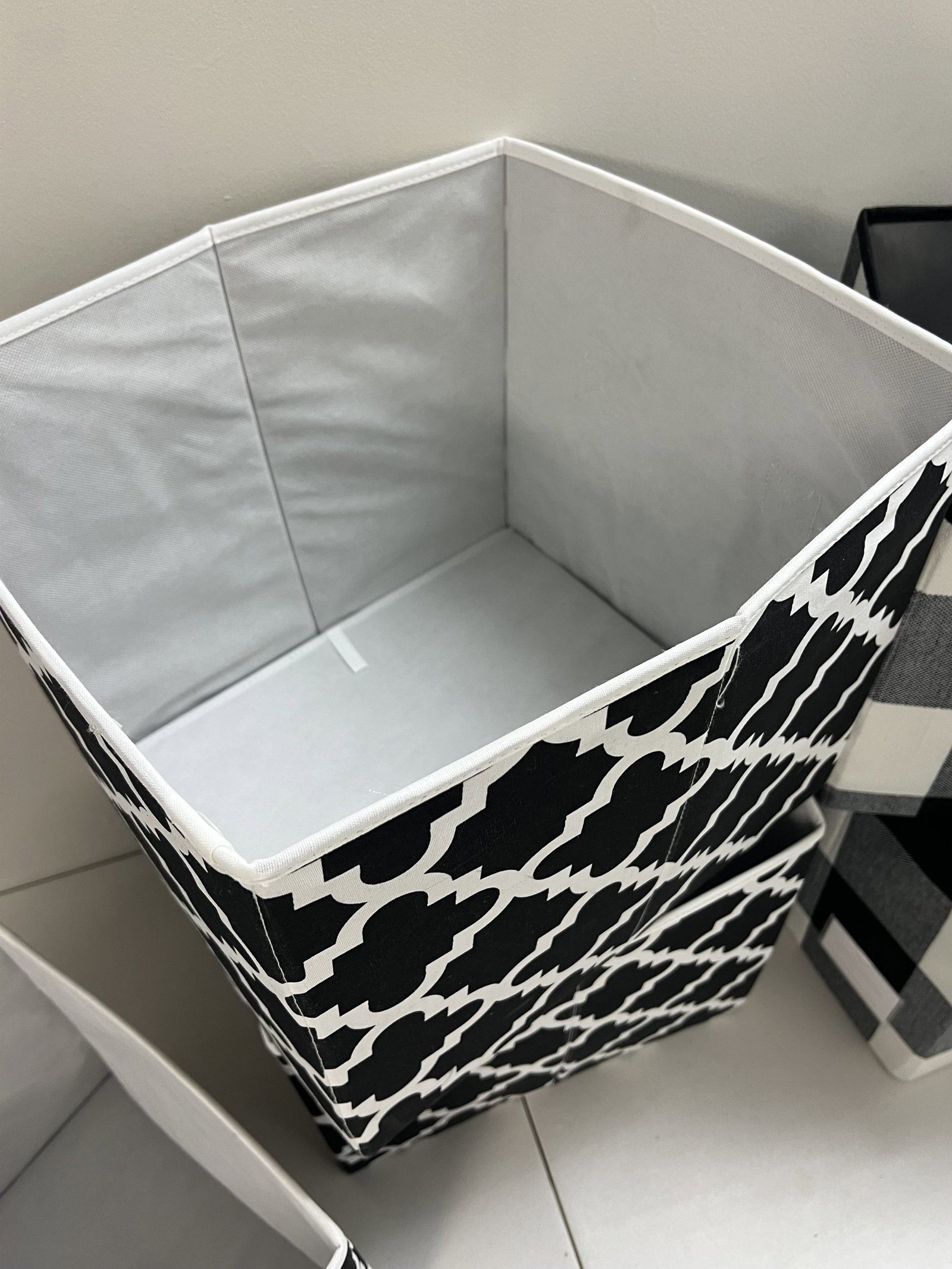 (8) Black and White Folding Storage Bins - 9