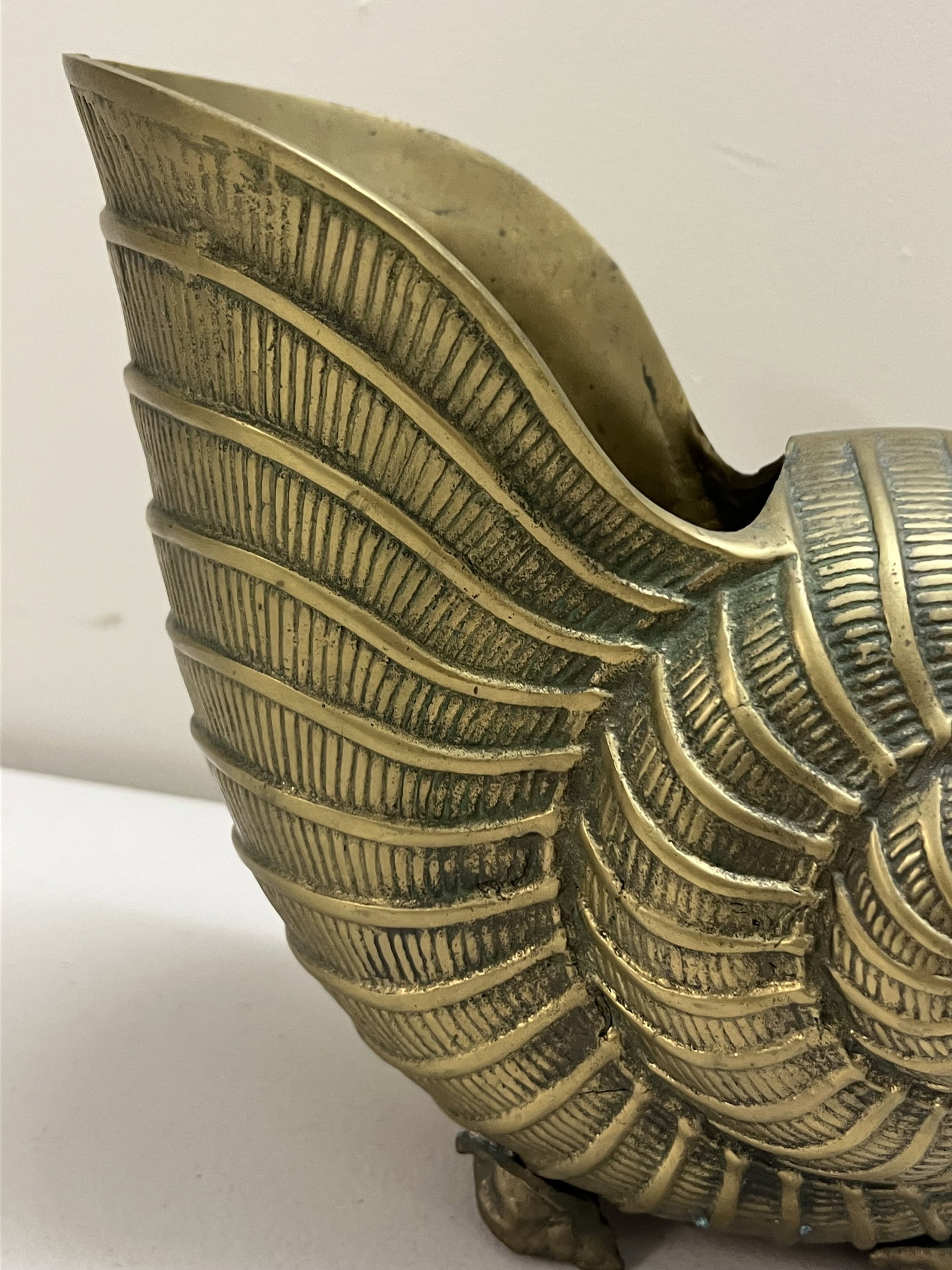 Large Brass Nautilus Centerpiece Vase - 2