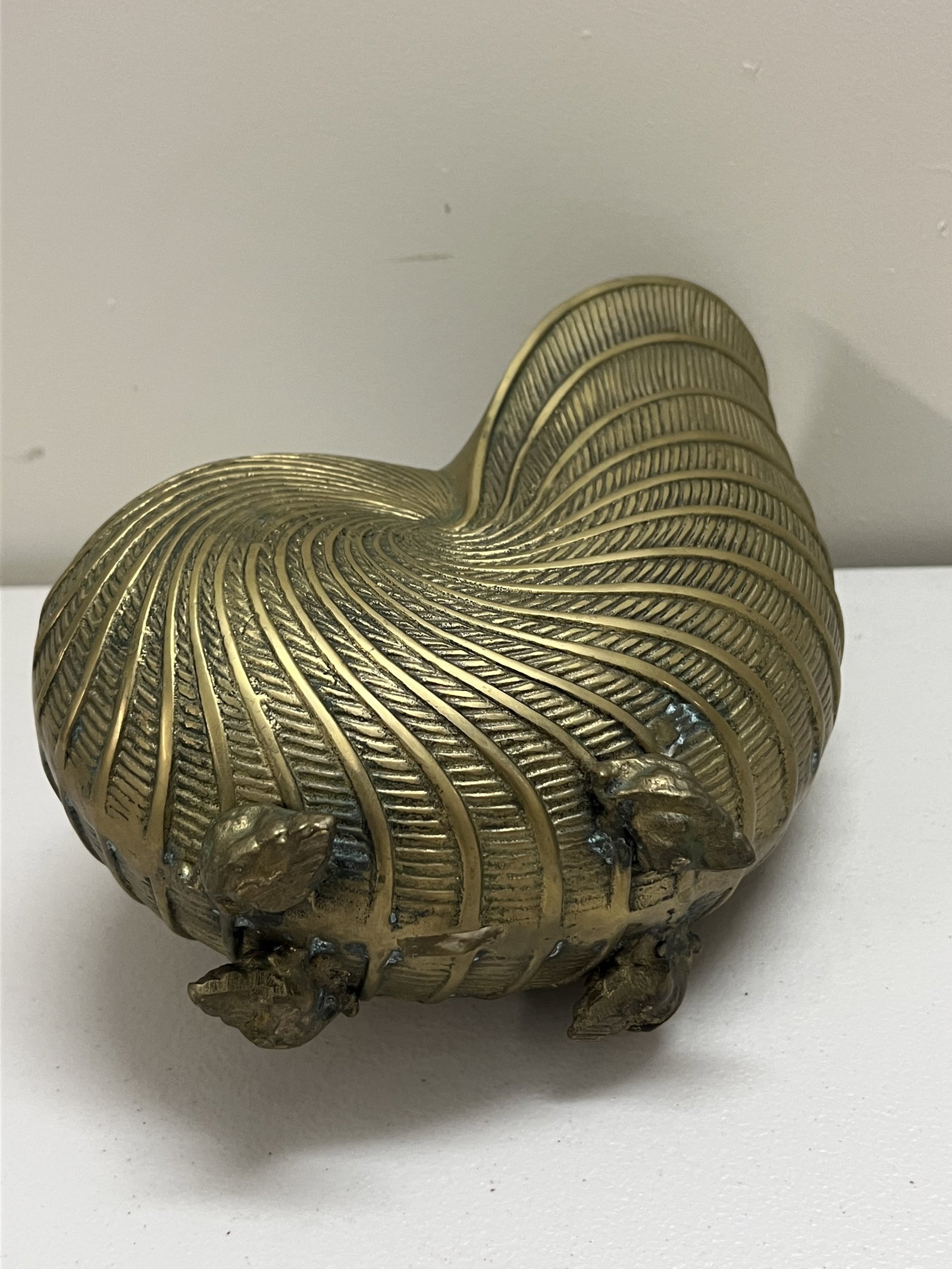 Large Brass Nautilus Centerpiece Vase - 6