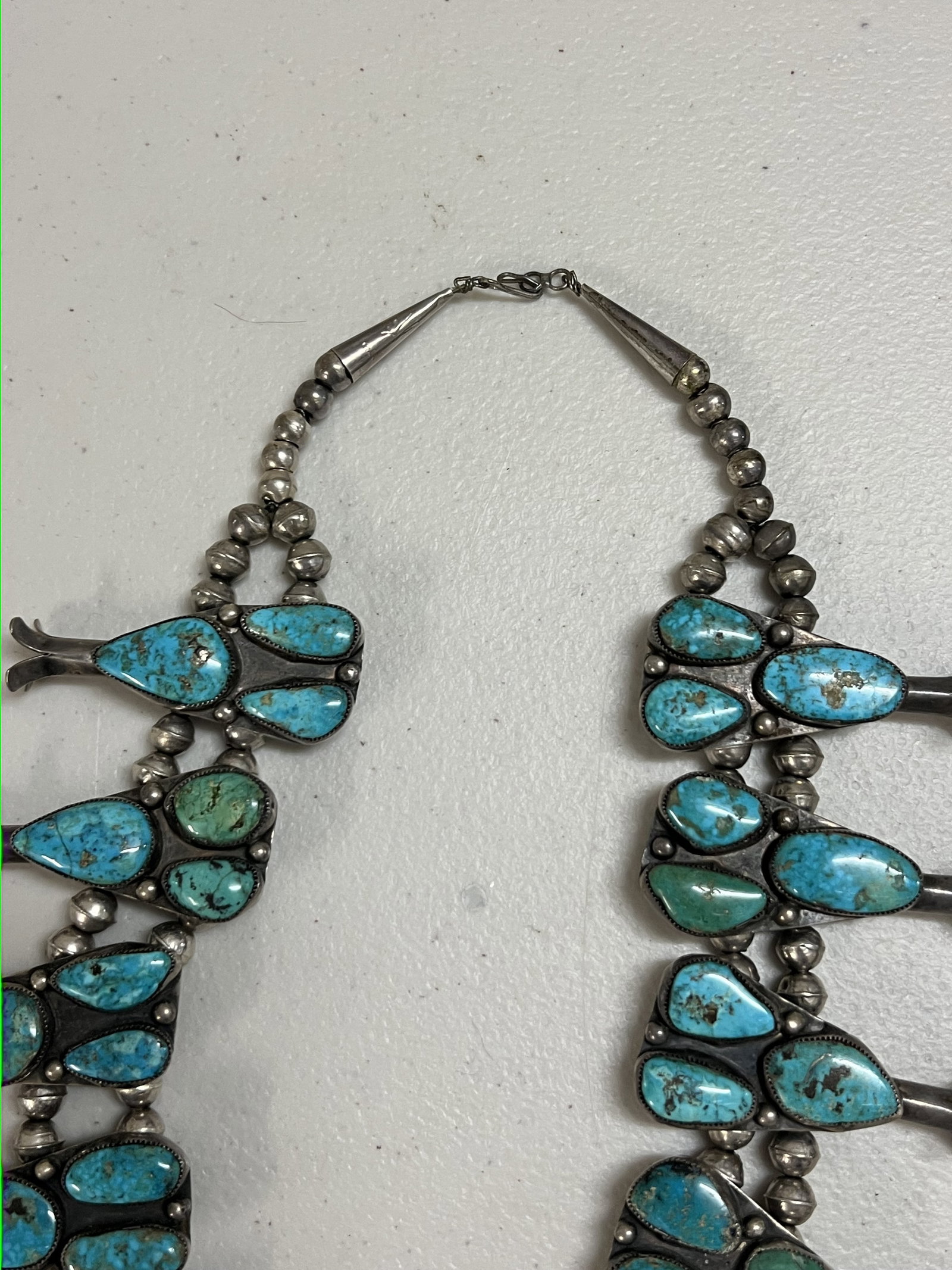 Vintage Native American Turquoise Squash Blosson Necklace - 5