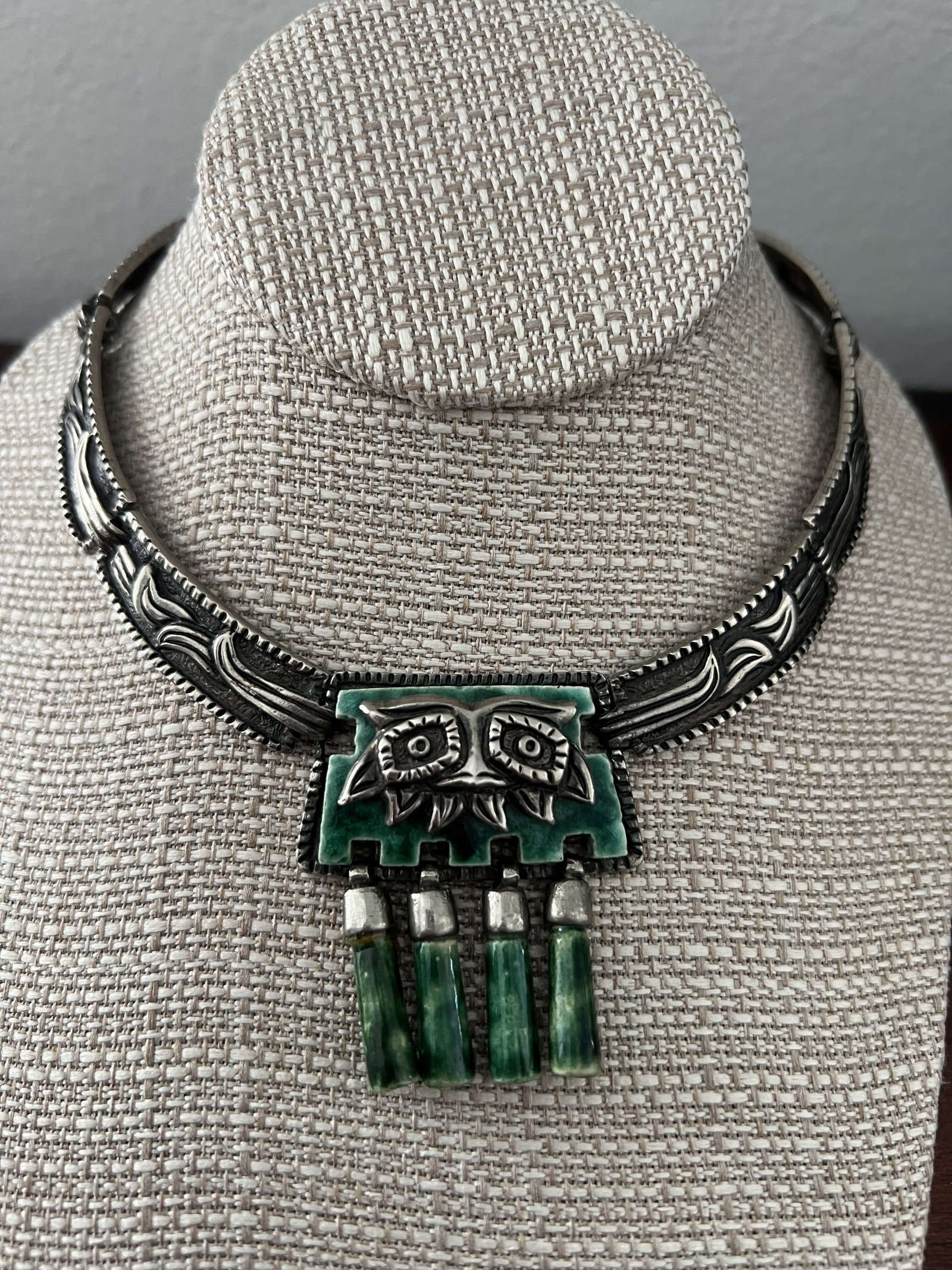 Mexican Aztec Marbel Sterling Silver Necklace - 2