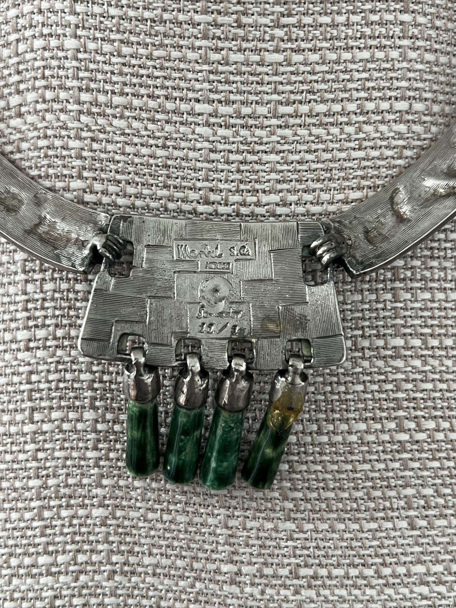 Mexican Aztec Marbel Sterling Silver Necklace - 3