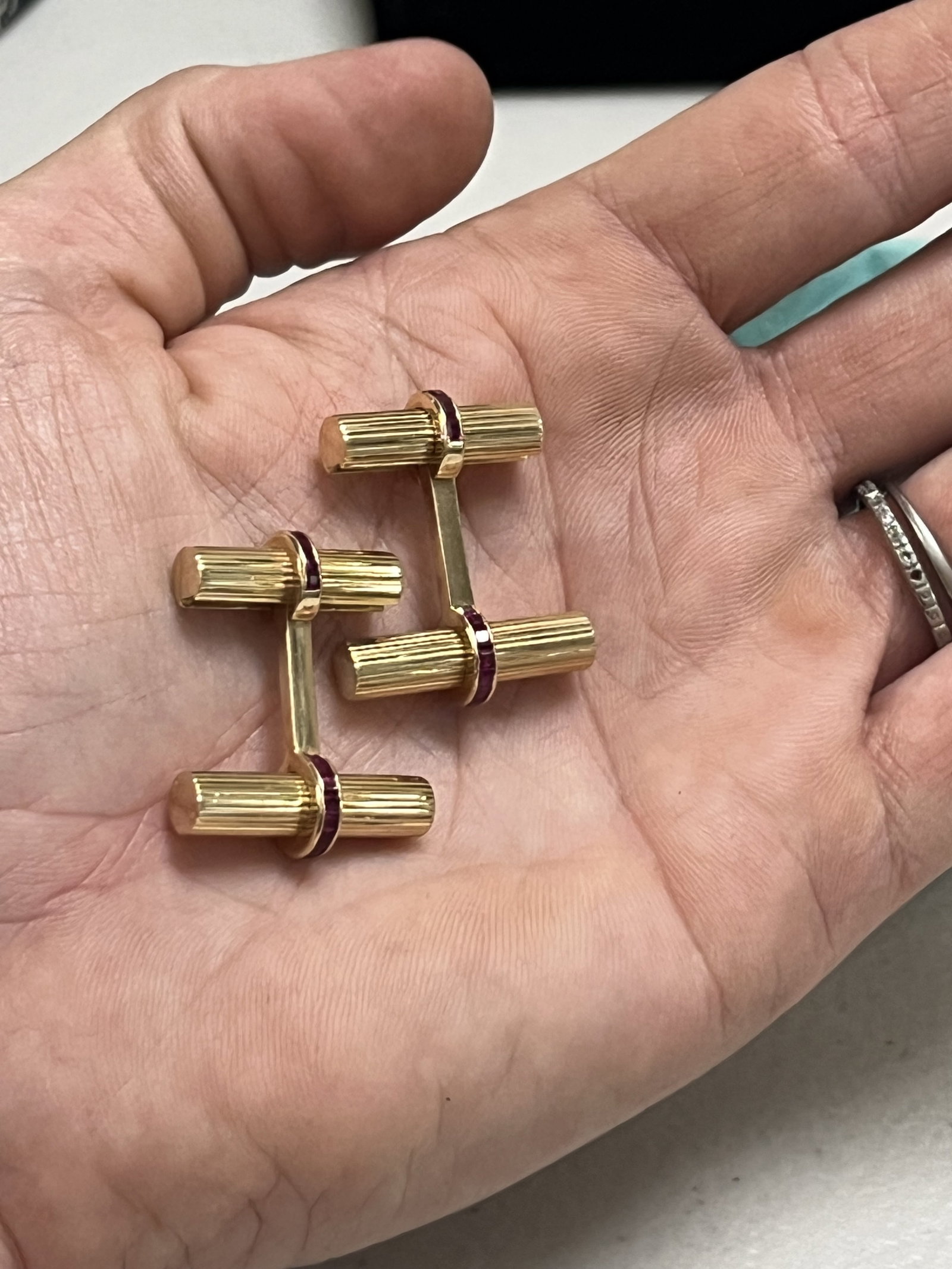 14k Yellow Gold Tiffany & Co Ruby Cufflinks - 6