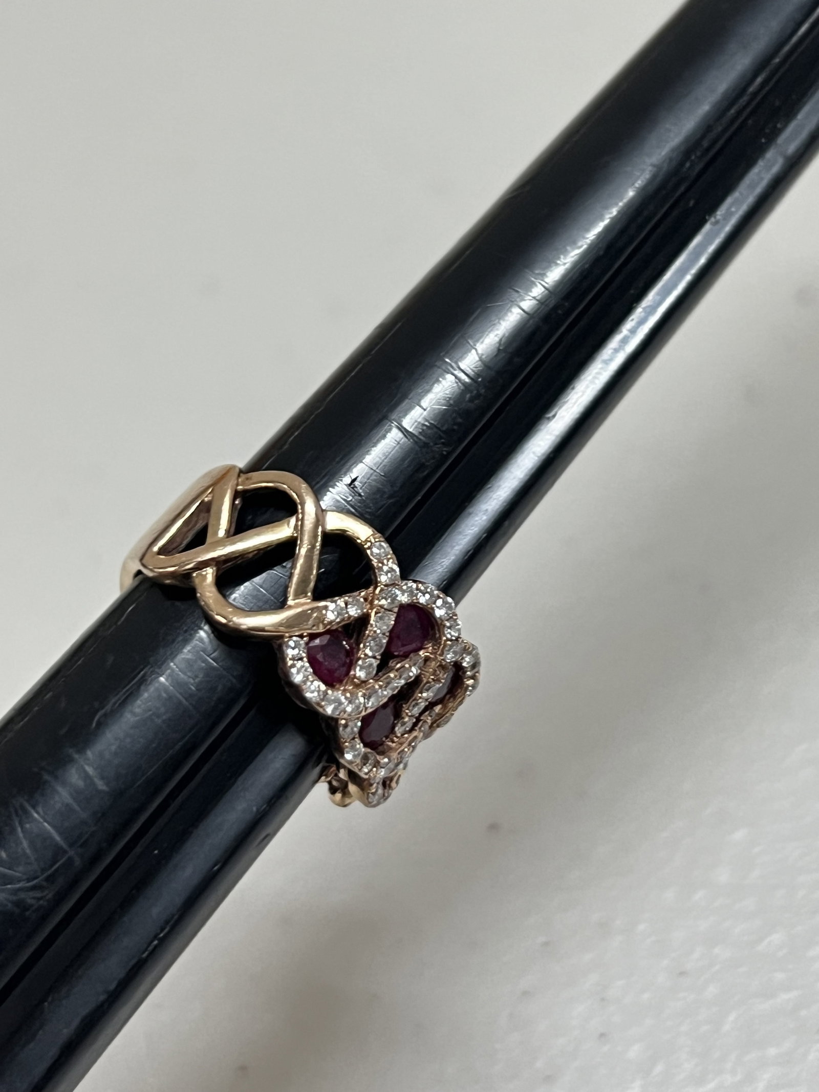 18K Rose Gold, Ruby (Pink sapphire) and Diamond Ring - 2