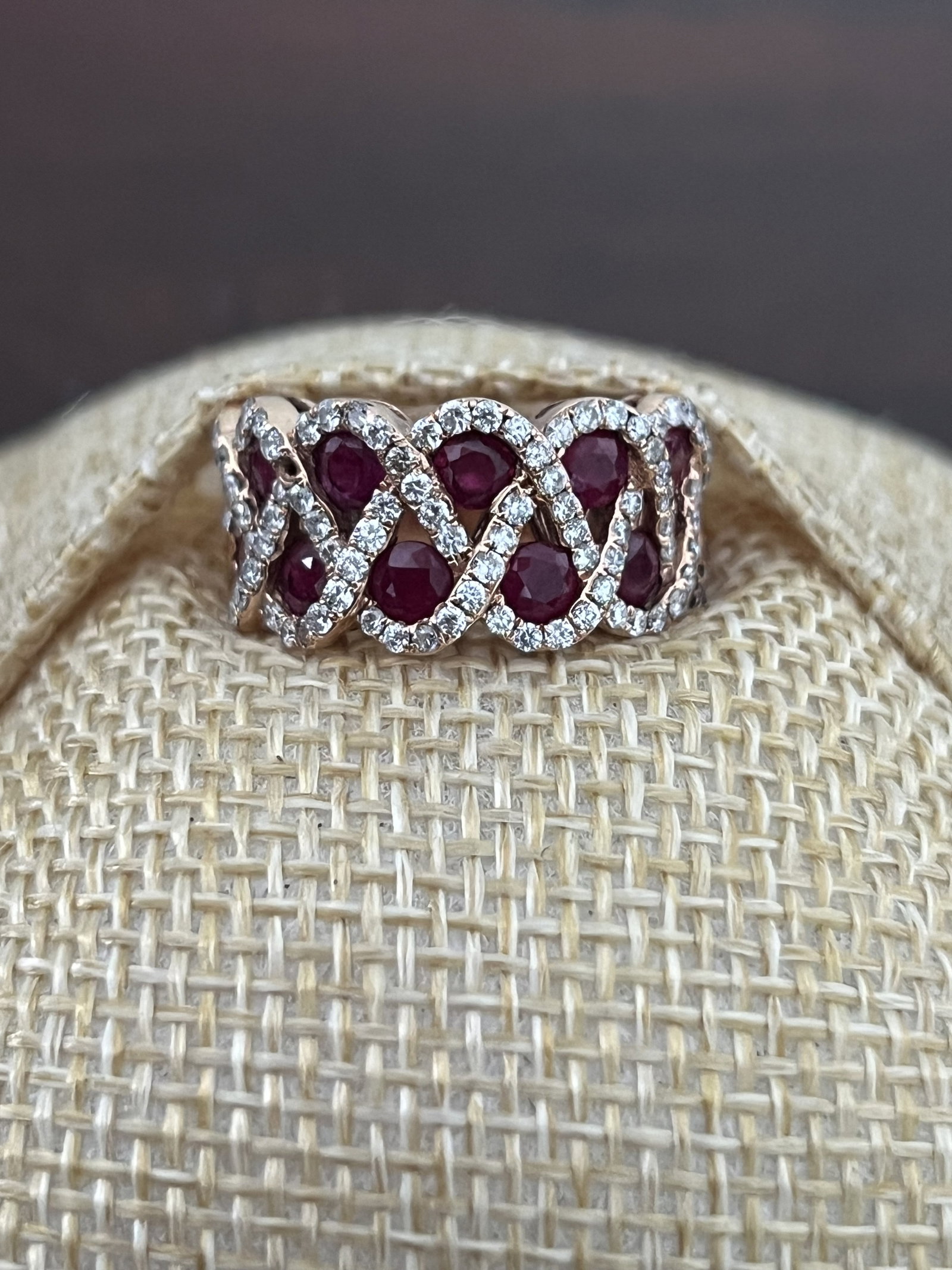 18K Rose Gold, Ruby (Pink sapphire) and Diamond Ring - 4