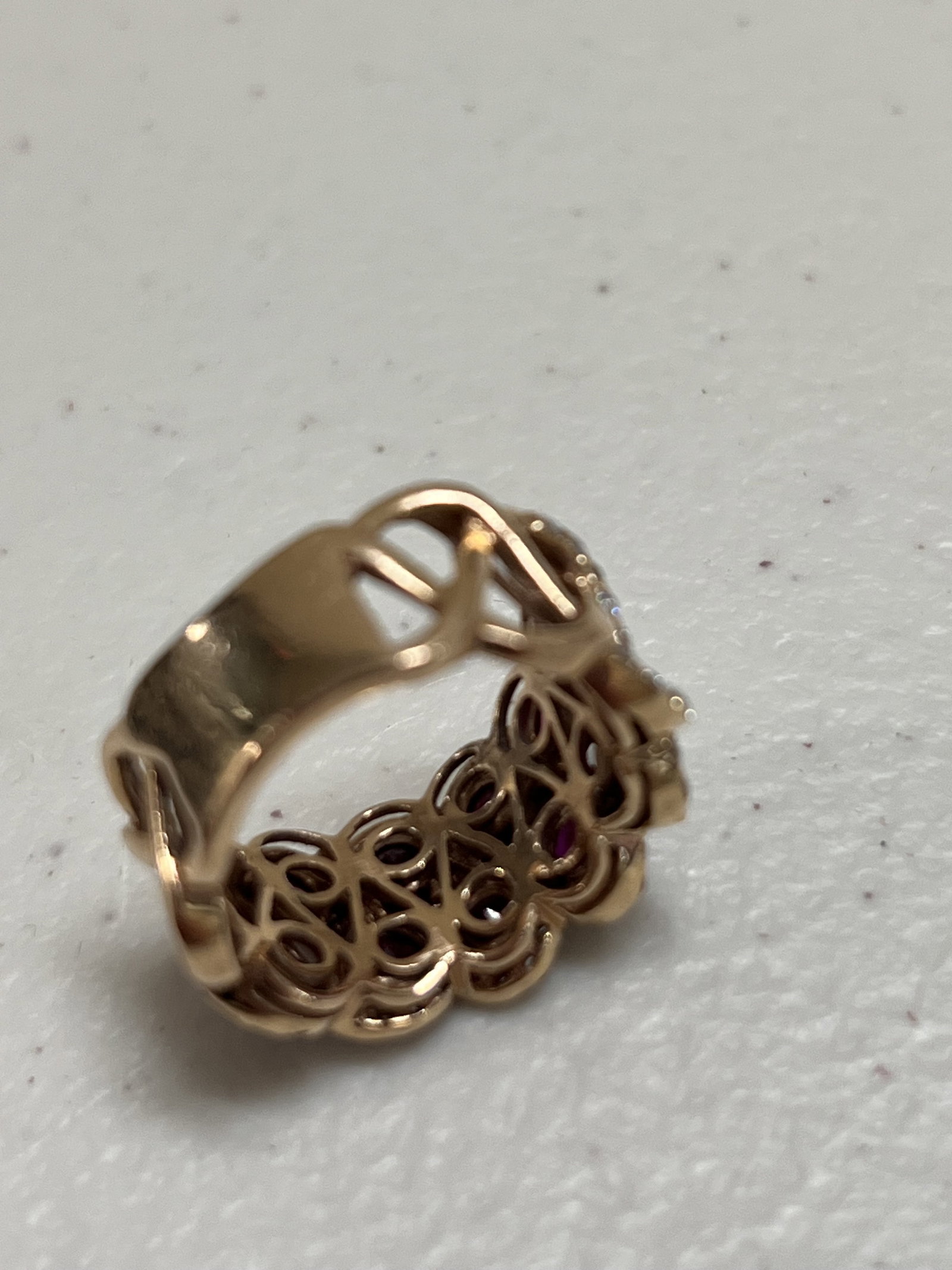 18K Rose Gold, Ruby (Pink sapphire) and Diamond Ring - 8