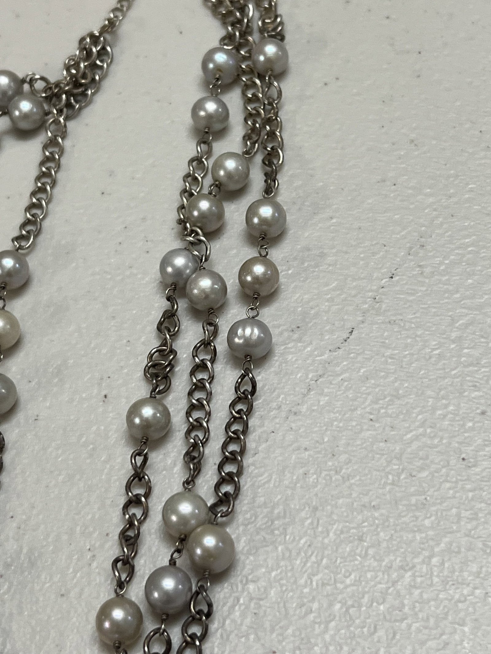 Sterling Silver and Tennessee River Pearl Necklace - 11