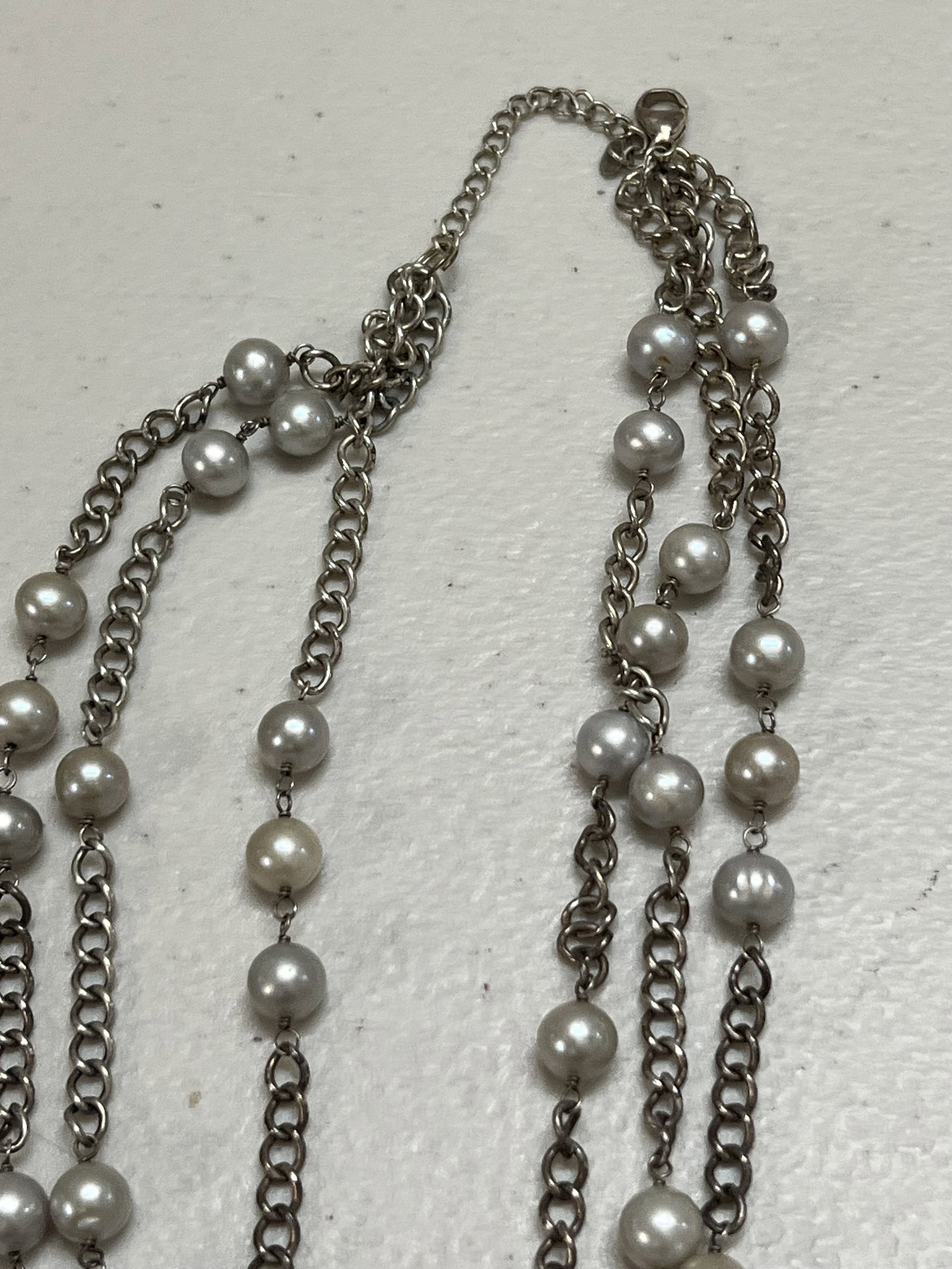 Sterling Silver and Tennessee River Pearl Necklace - 12