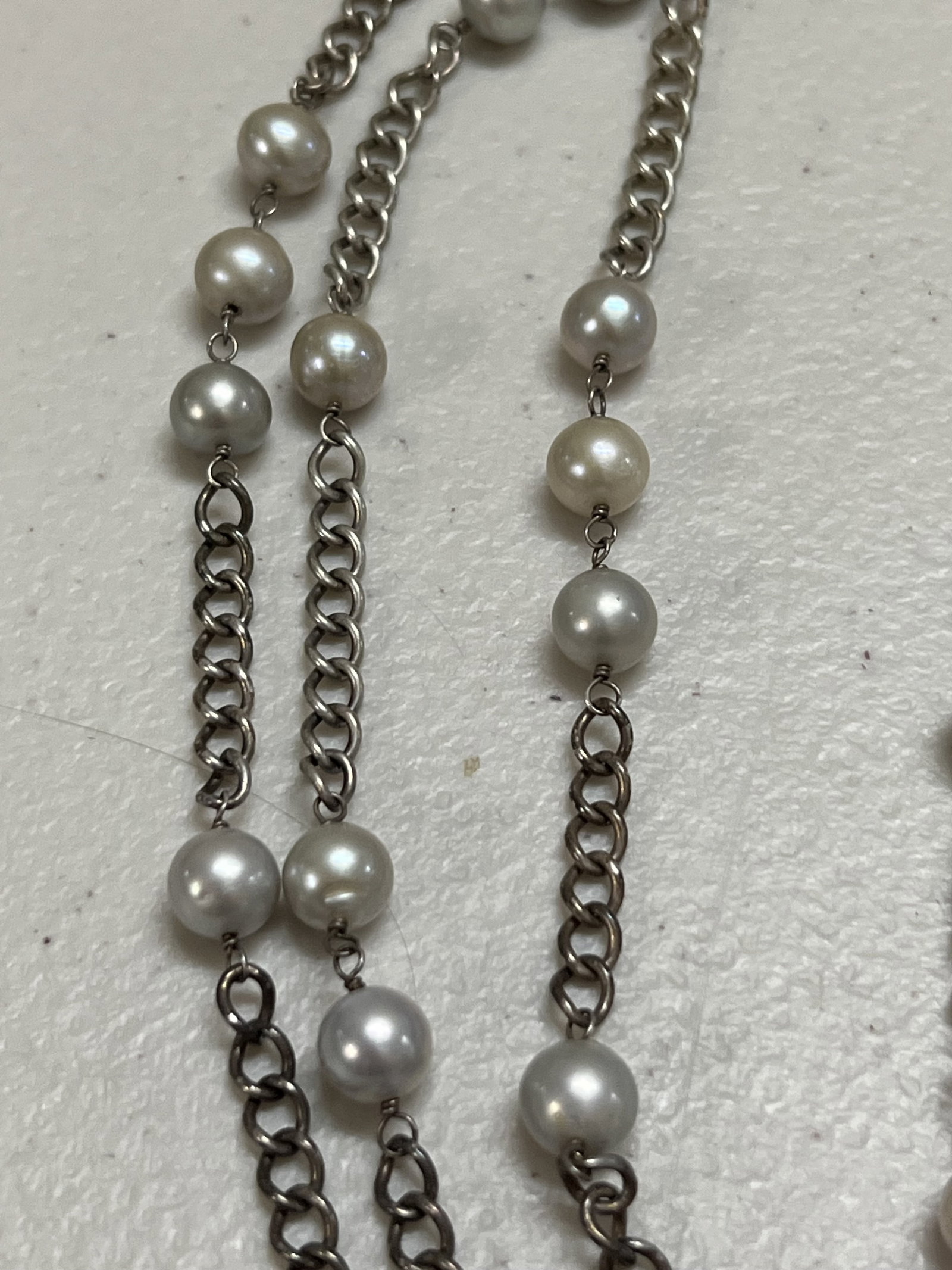 Sterling Silver and Tennessee River Pearl Necklace - 13