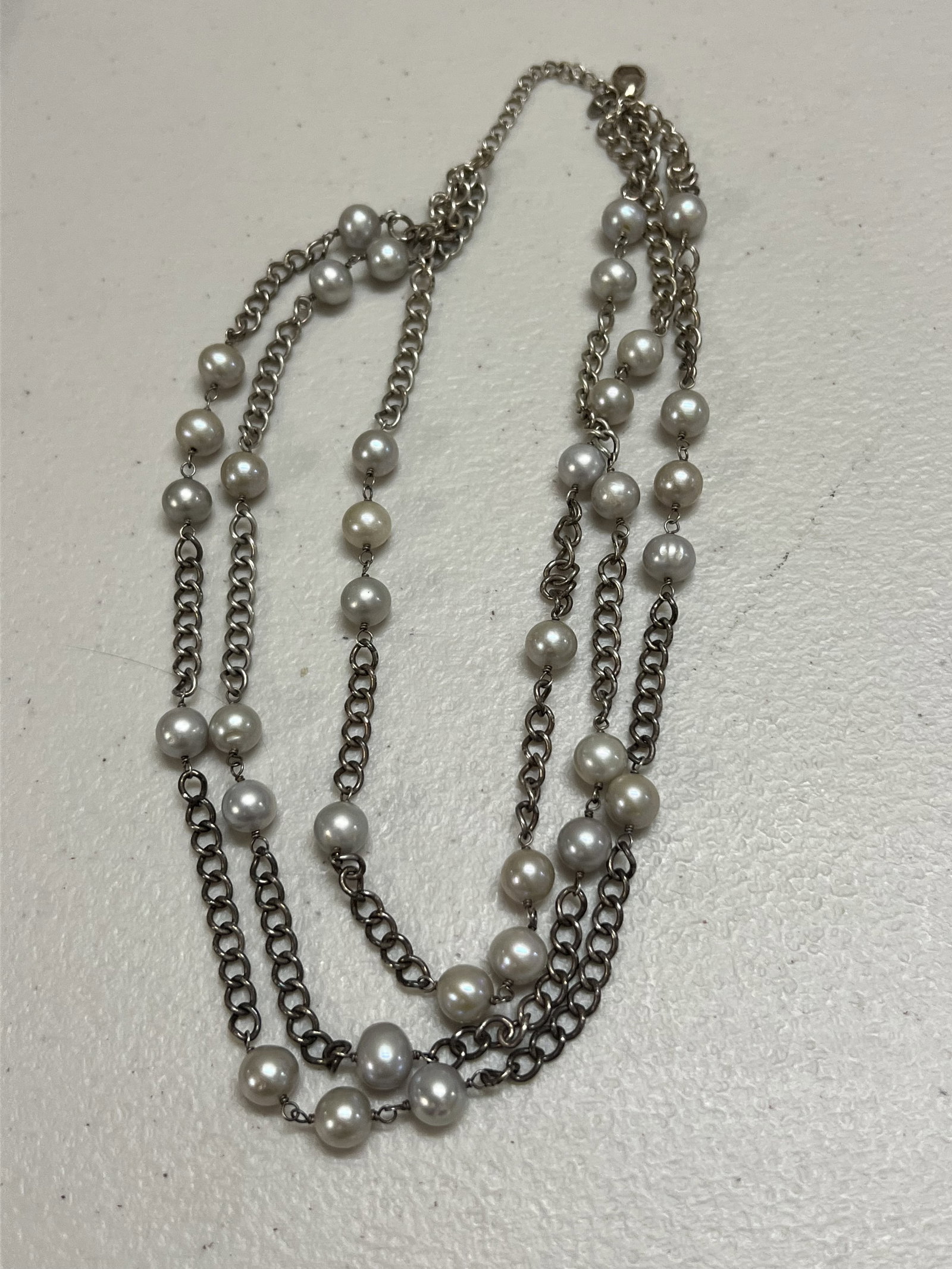 Sterling Silver and Tennessee River Pearl Necklace - 9