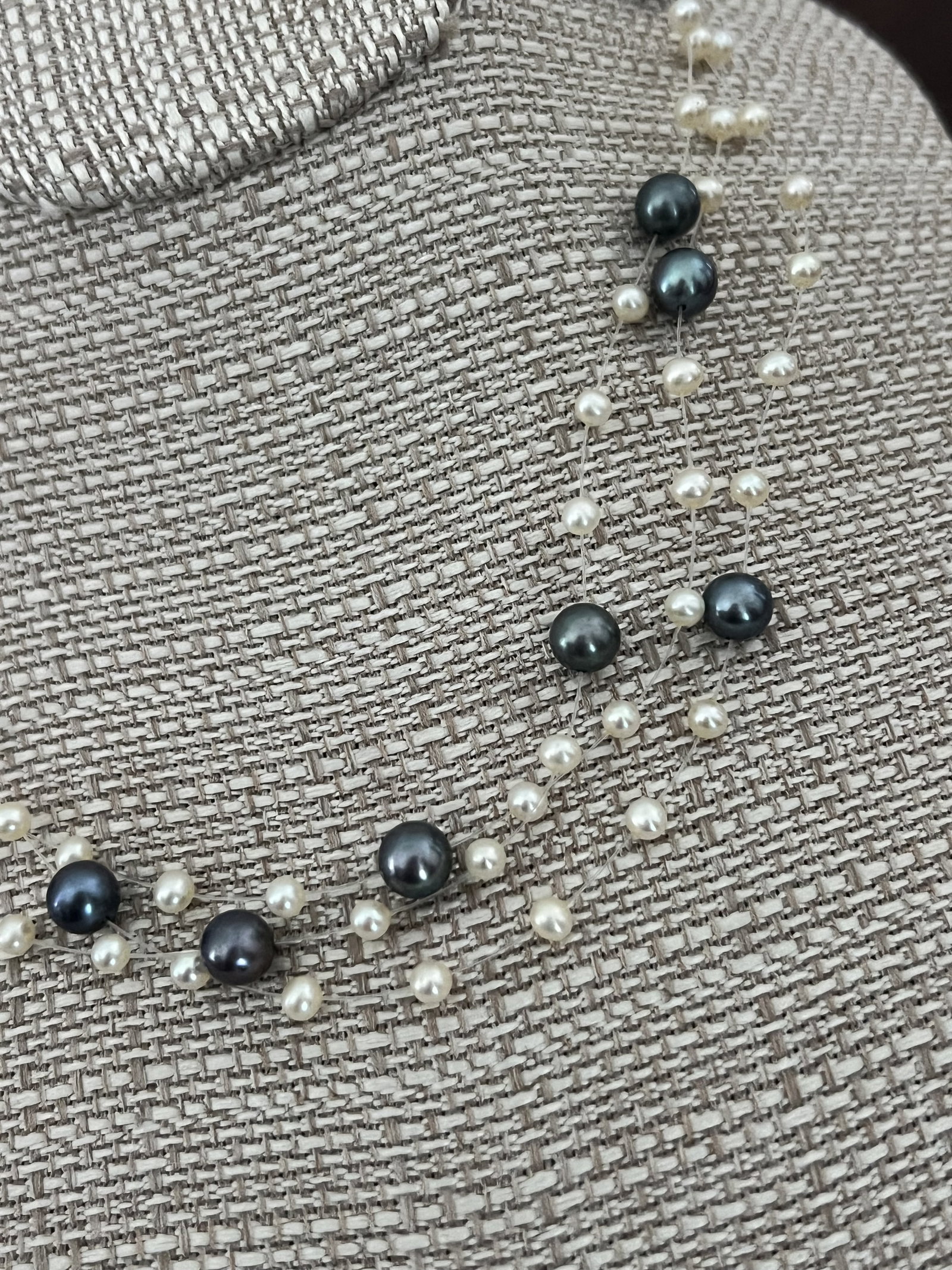 Three Strand Pearl Illusion Necklace - 2