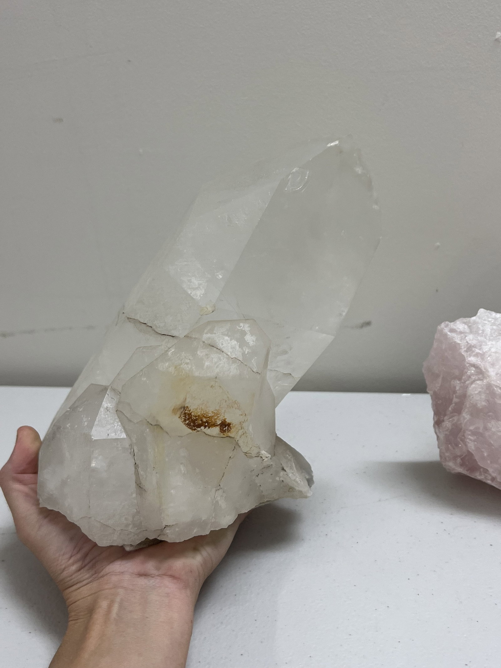 (2) Large Cystals incl 8" Quartz Cluster & Rose Quartz - 8