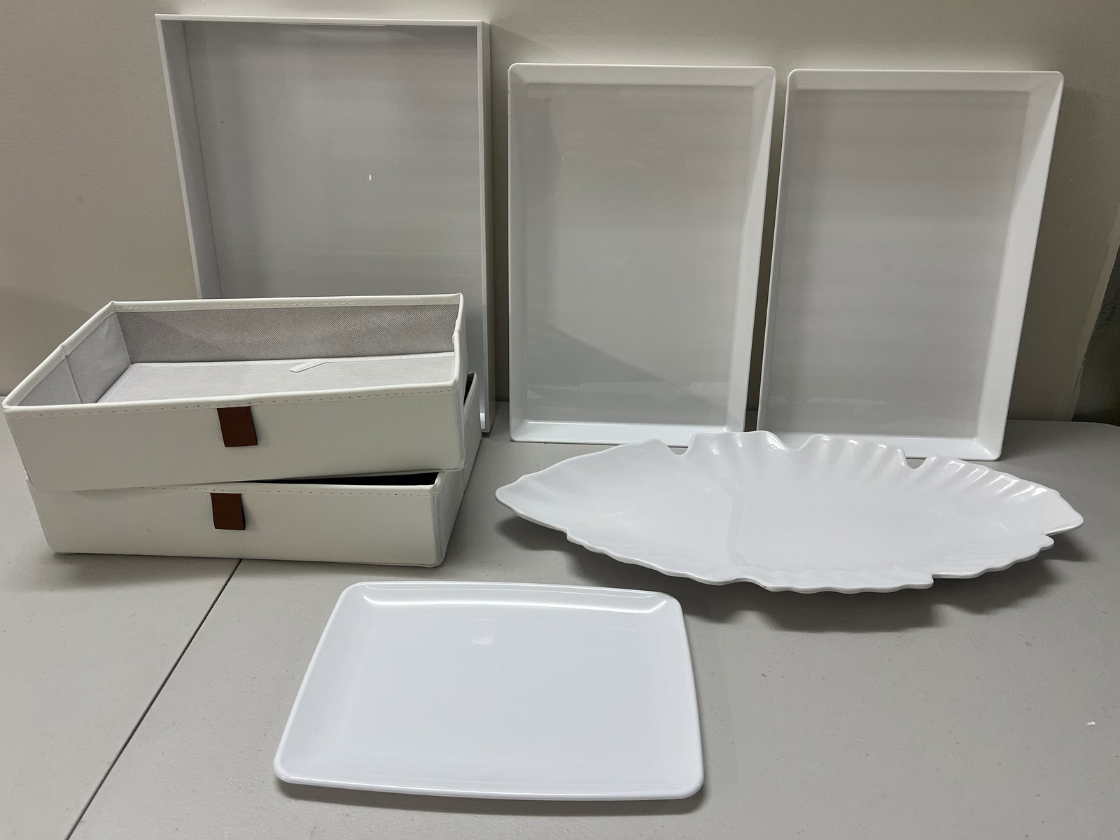 White Plastic Serving Trays and Organization - 5