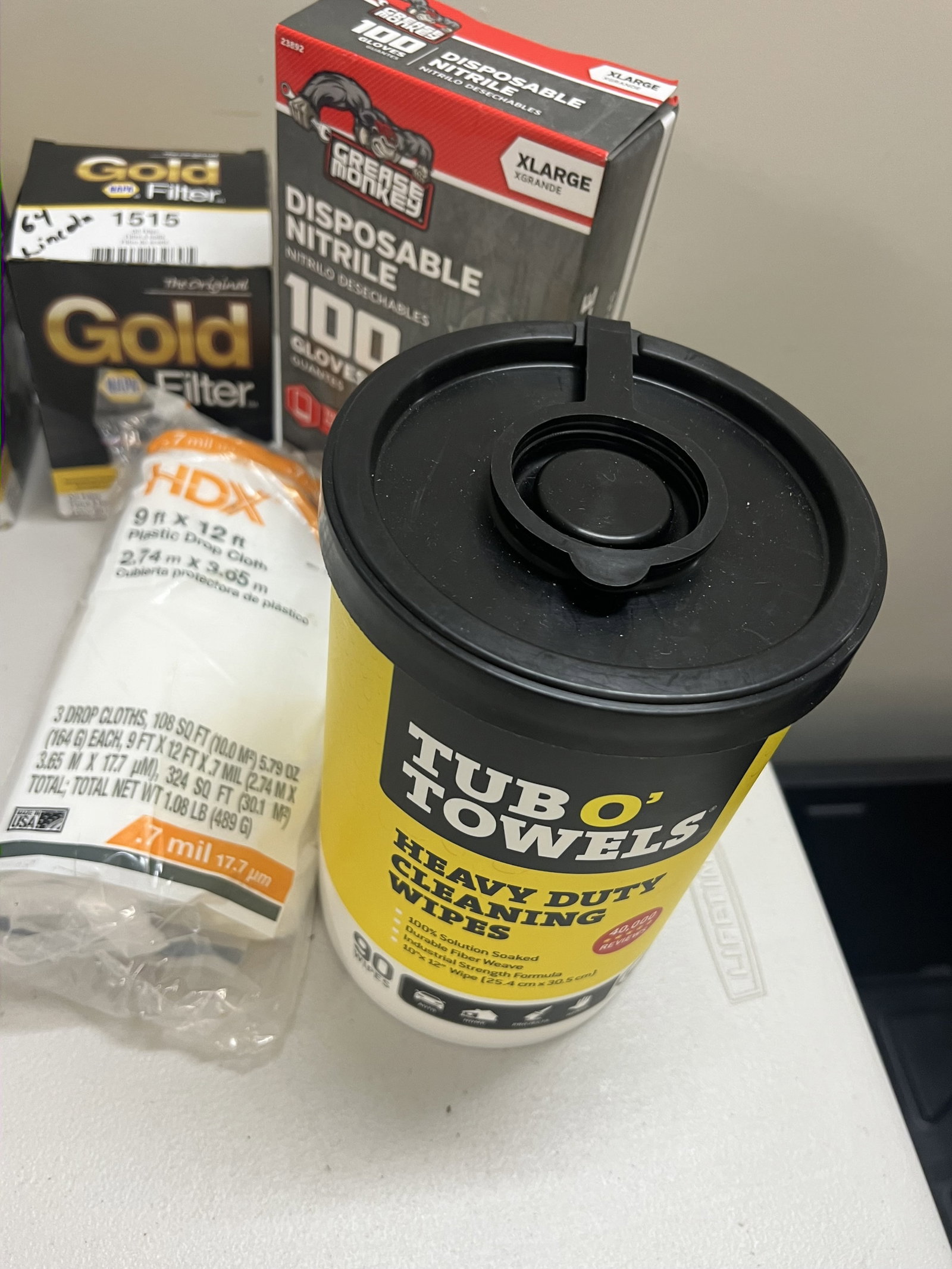 Car Parrts Oil Filters, Cleaning Wipes, Gloves etc. - 6