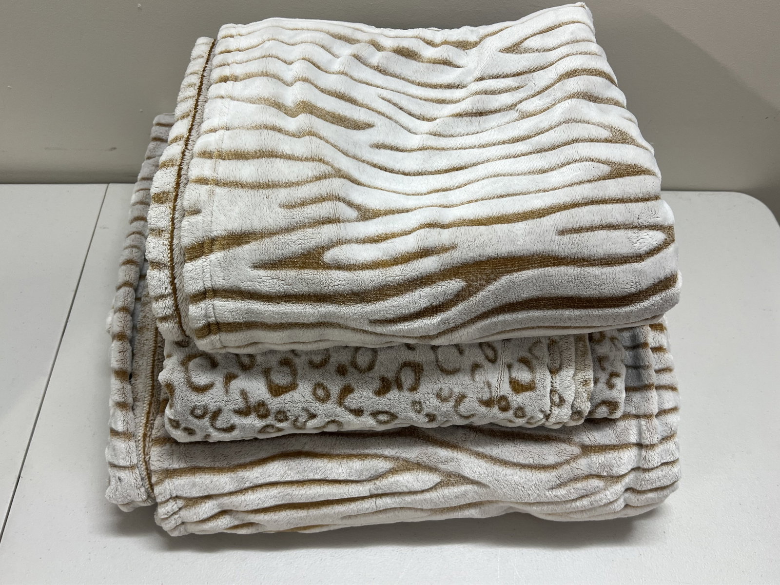 (3) Animal Print Faux Fur Blankets - 2