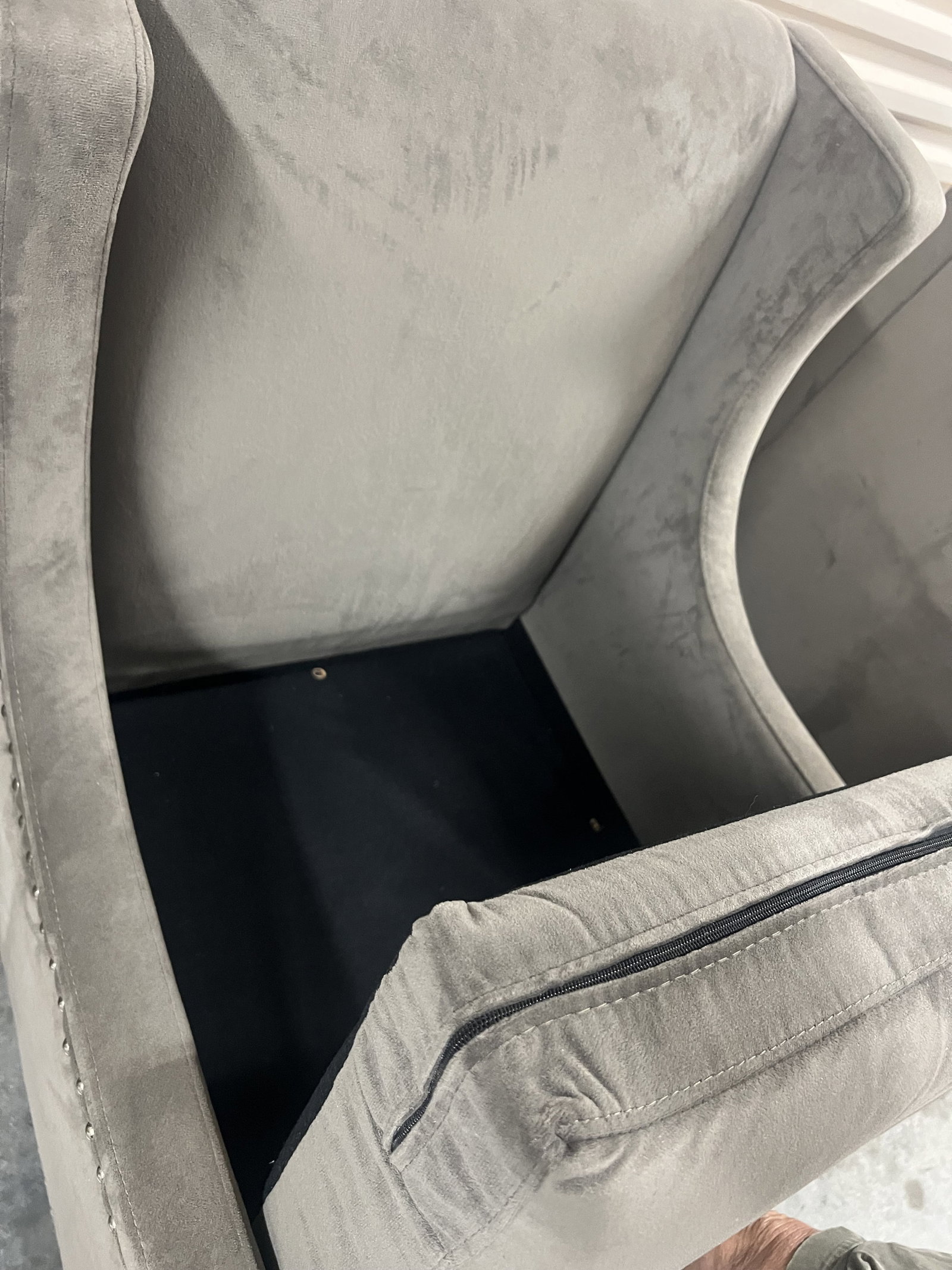 Pair of Gray Brushed Suede Style Armchairs - 7