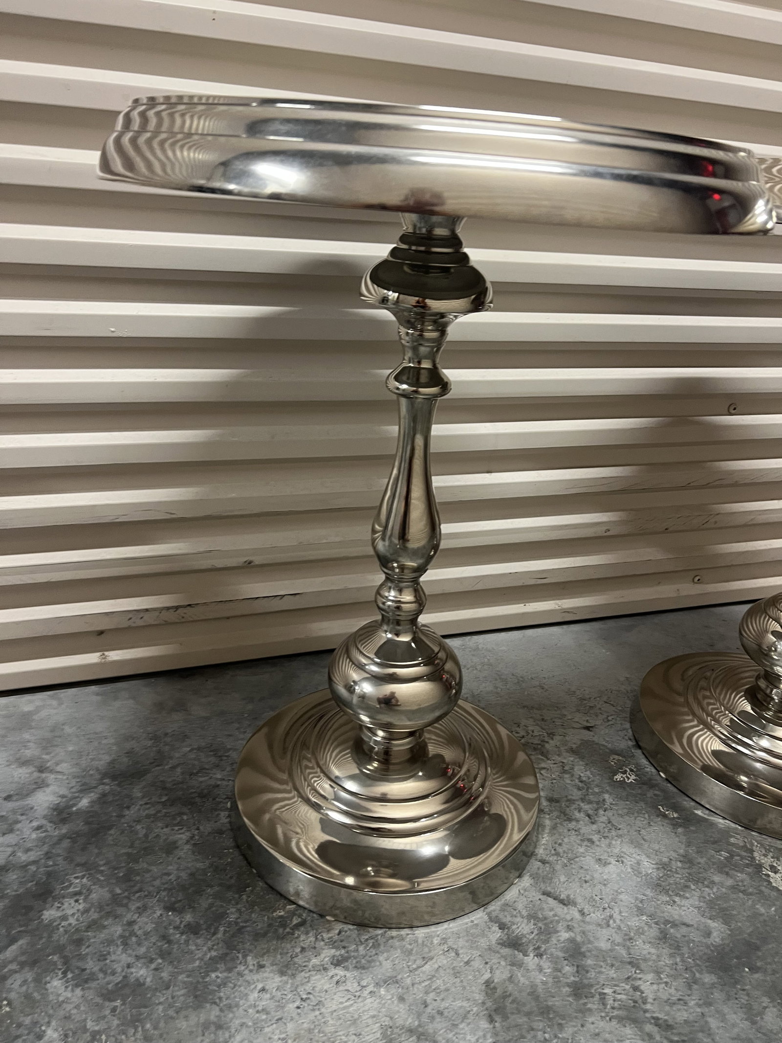 (2) Silver Metal Moroccan Style Side Tables - 2