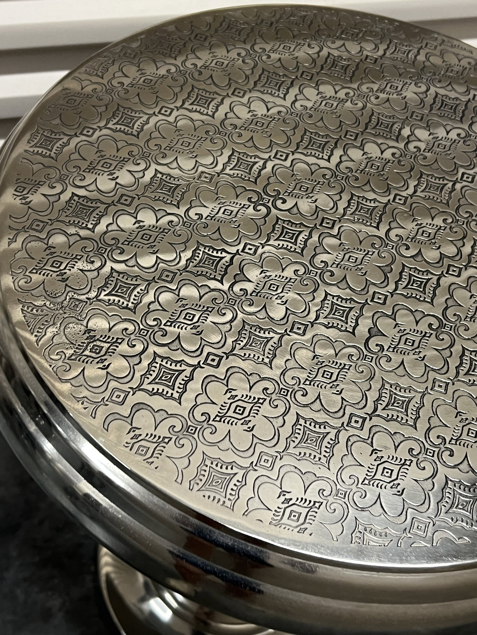 (2) Silver Metal Moroccan Style Side Tables - 4