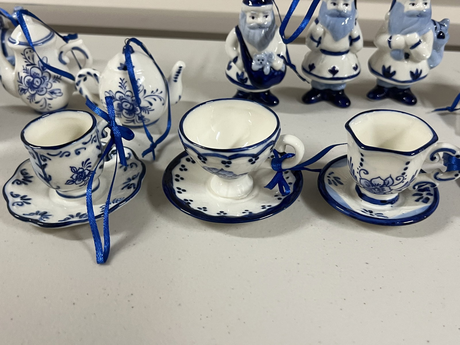 Collection of Blue and White Christmas ornaments - 4