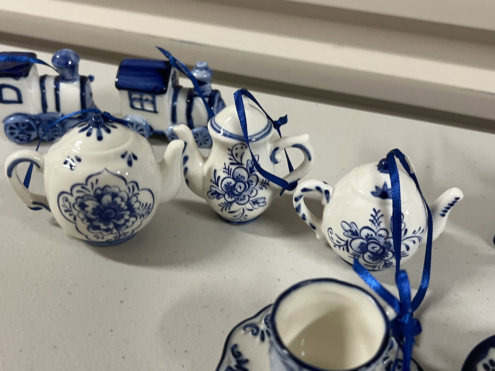 Collection of Blue and White Christmas ornaments - 5