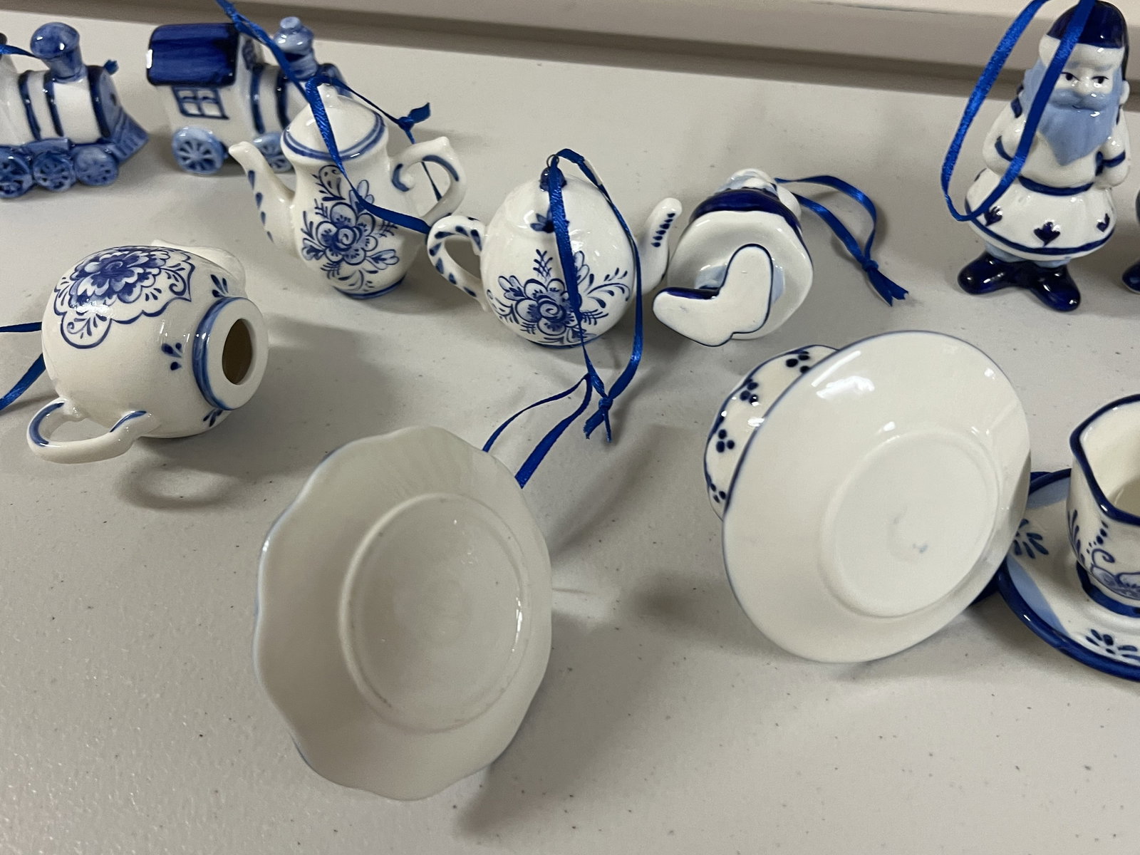 Collection of Blue and White Christmas ornaments - 7