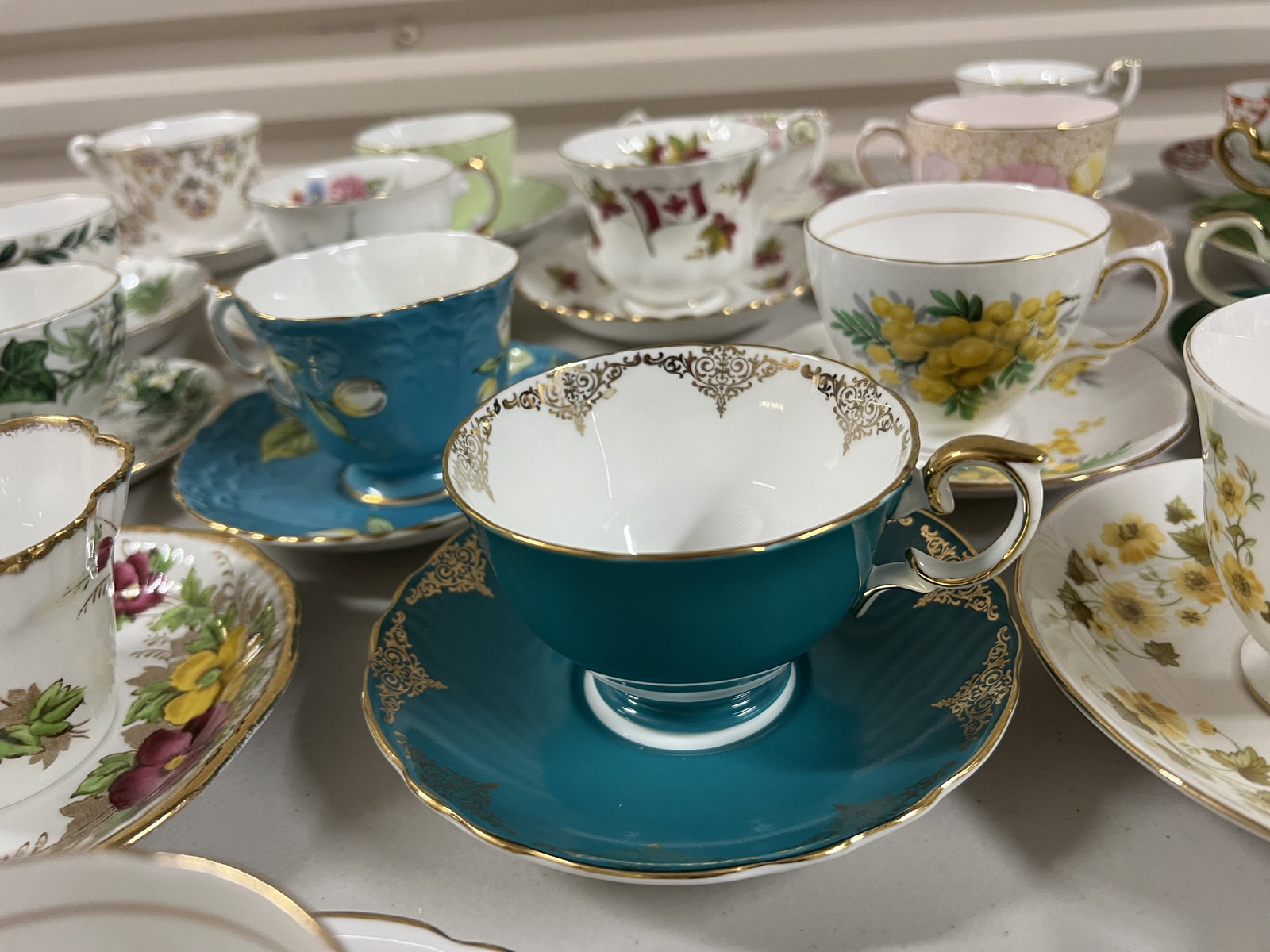 Large Grouping of English Teacups - 10