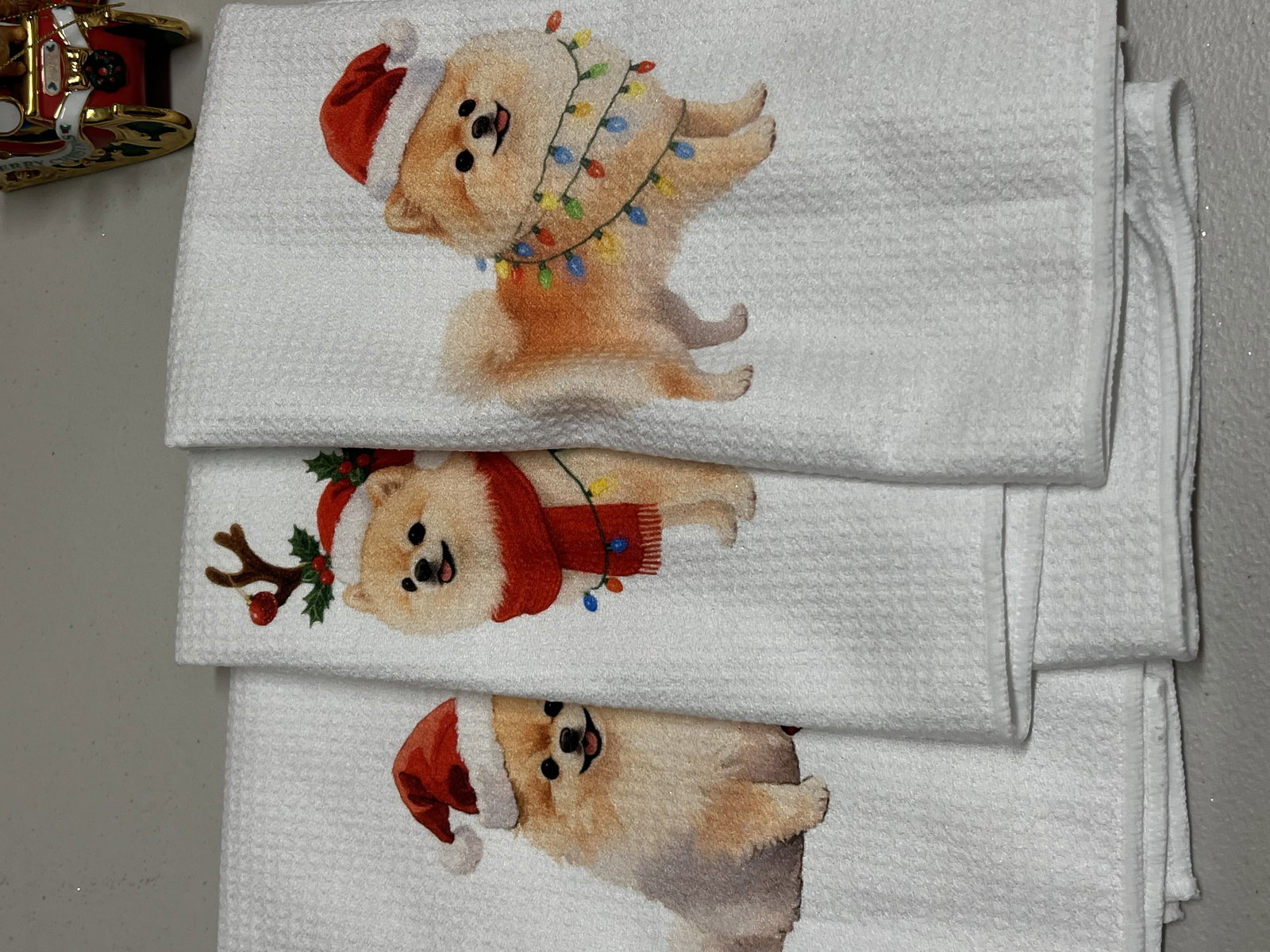 Pomeranian Christmas Train, Ornaments and Tea Towels - 3