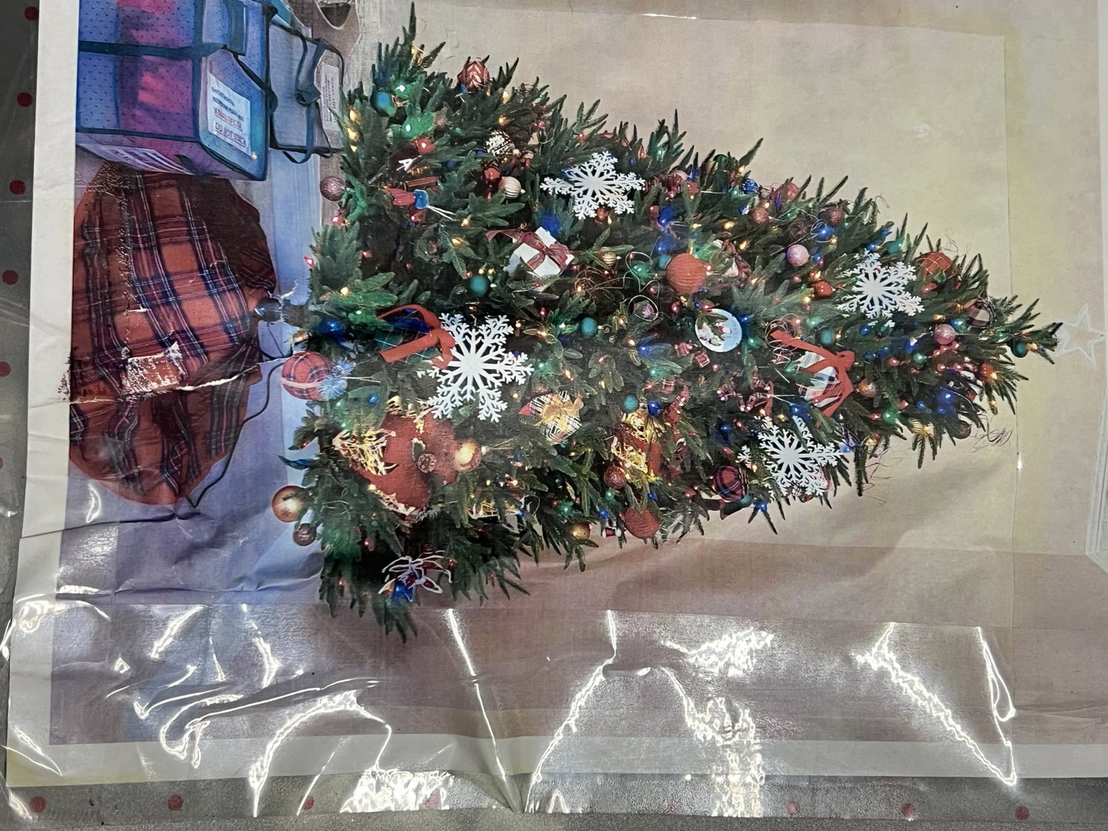 (3) Bins of Plaid Christmas Decorations - 13