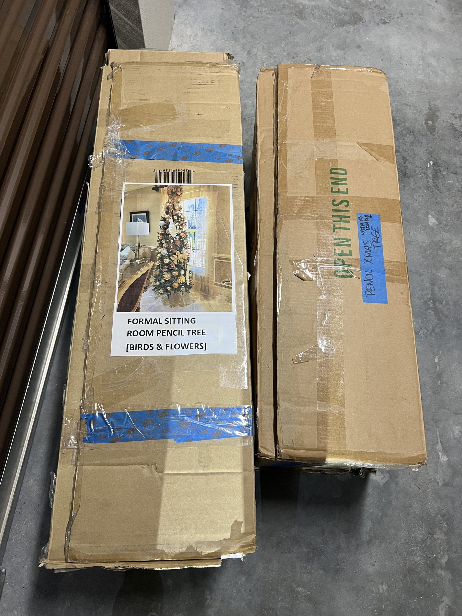 (2) 6.5' Tall Artificial Pencil Christmas Trees: Lovely faux Christmas trees, a matching pair at 6.5" tall. Condition: Used, ready to use. Low Estimate: 10.00 High Estimate: 10000.00