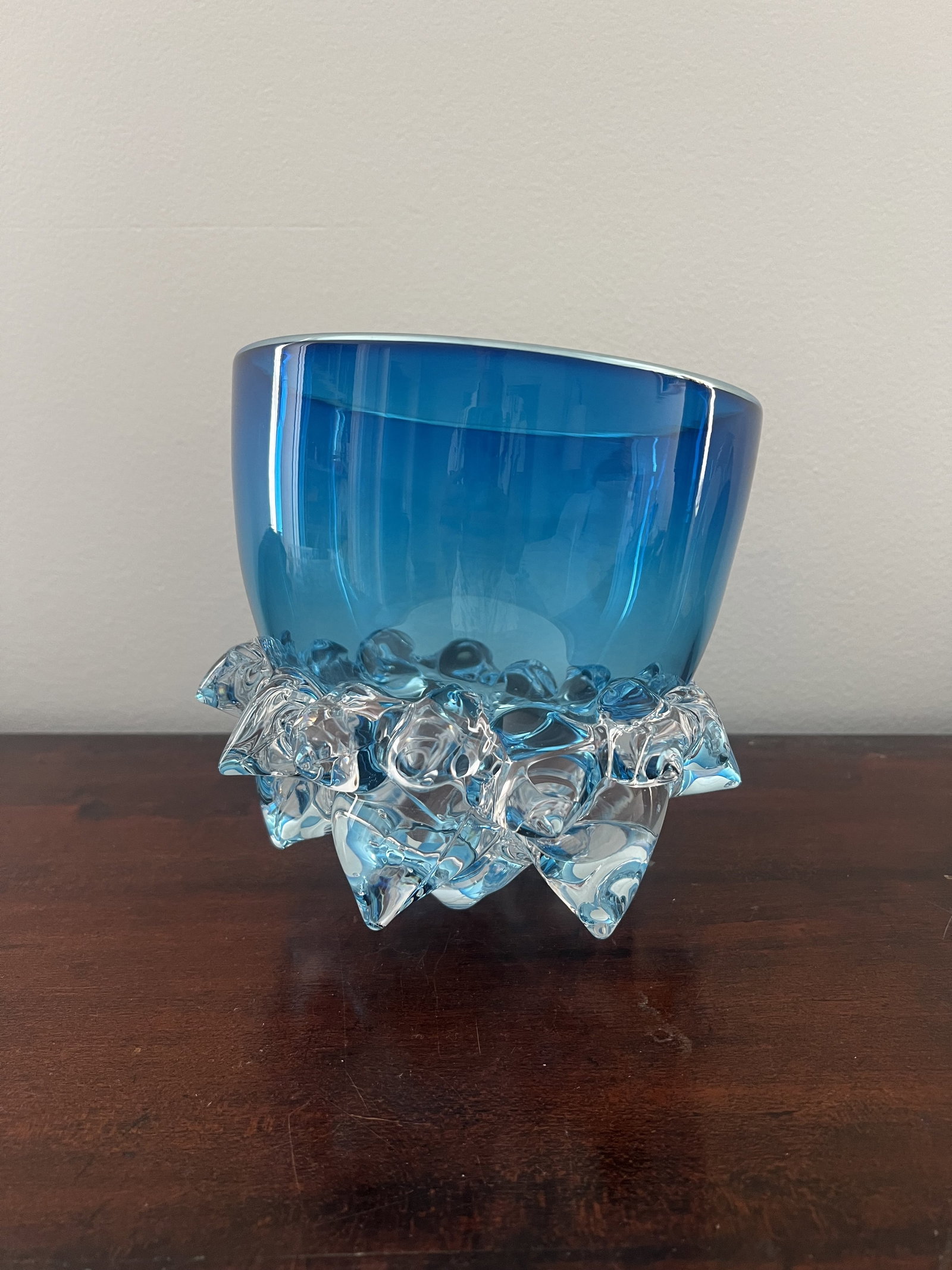 Axiom Glass Thorn Vessel Bowl in Aqua - 2