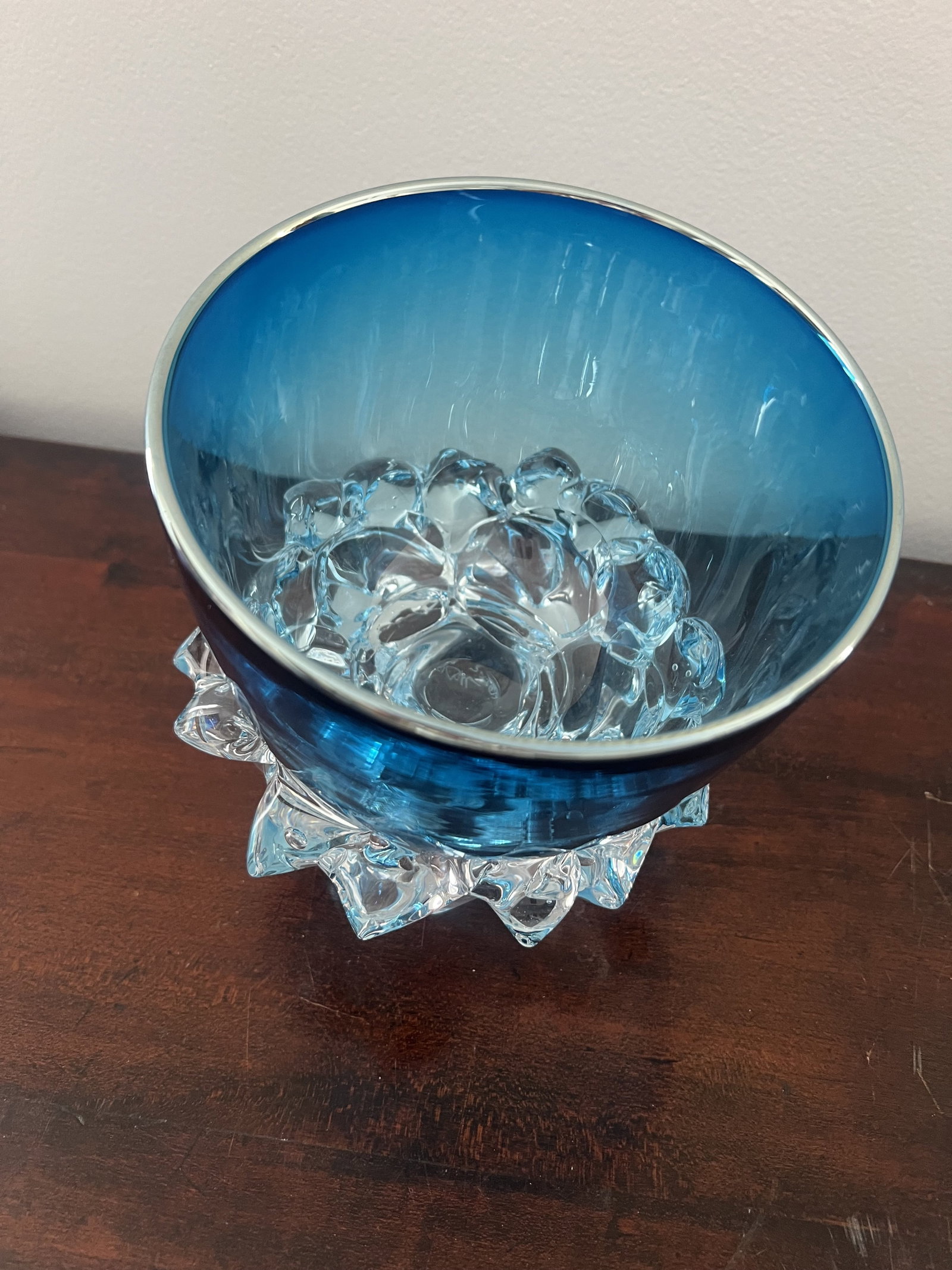 Axiom Glass Thorn Vessel Bowl in Aqua - 3