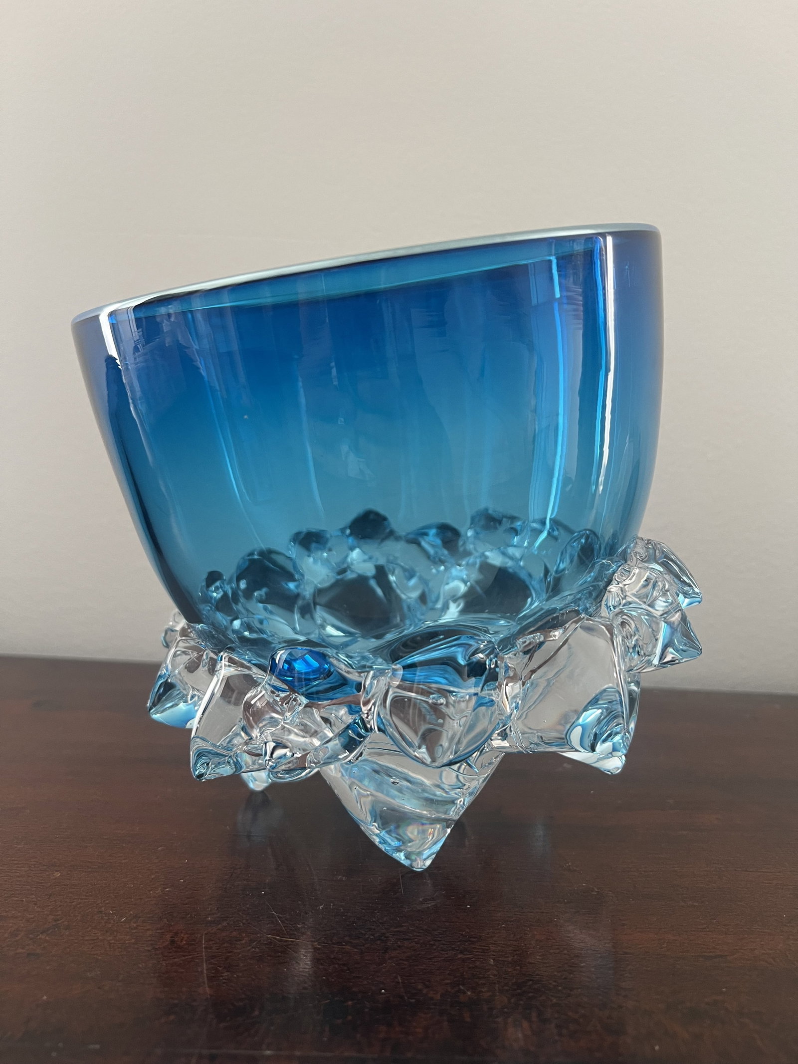 Axiom Glass Thorn Vessel Bowl in Aqua - 4