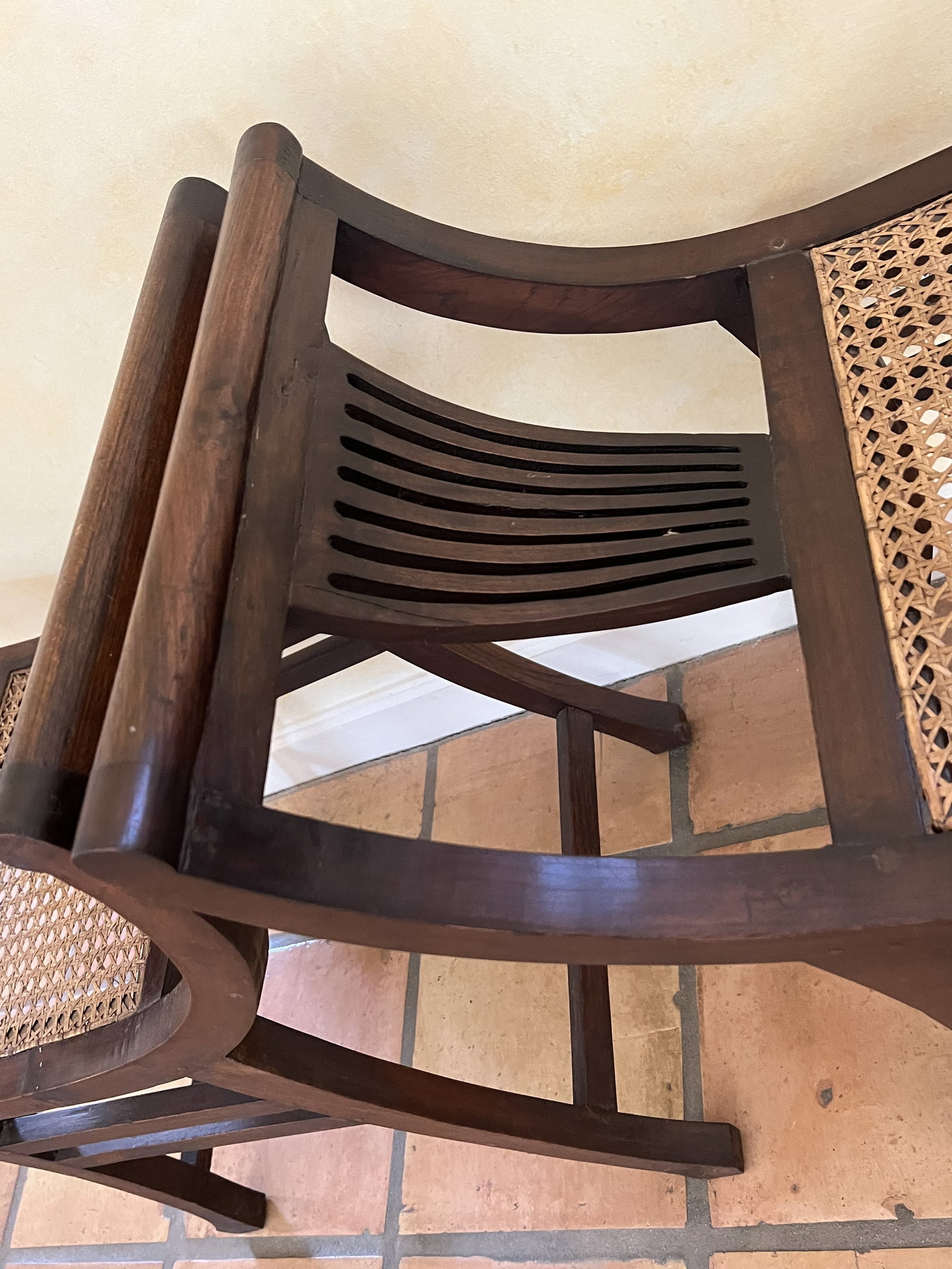 Pair of Indonesian Wood and Cane Stools - 4