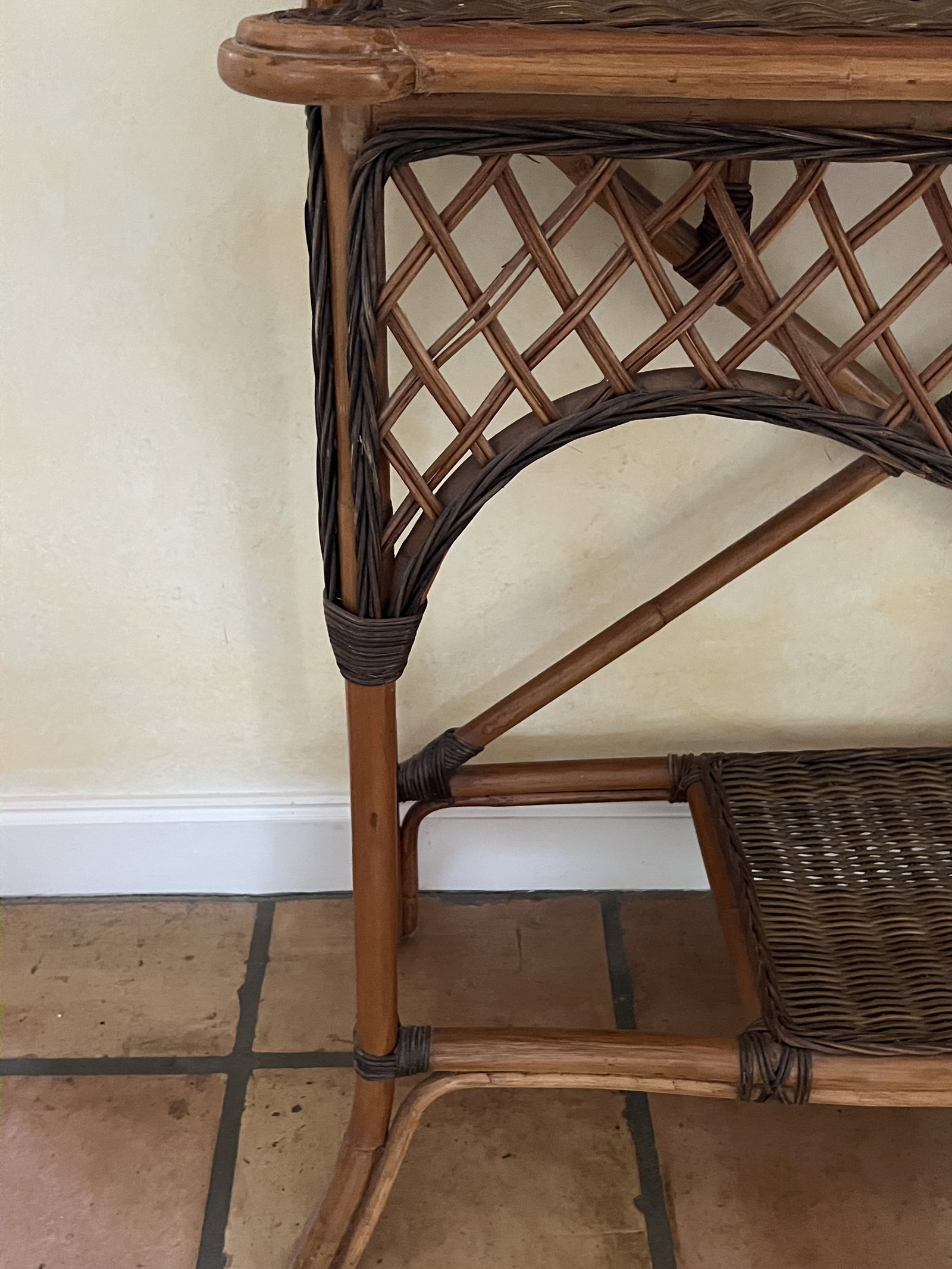 Vintage Rattan and Wicker Hall Stand - 2