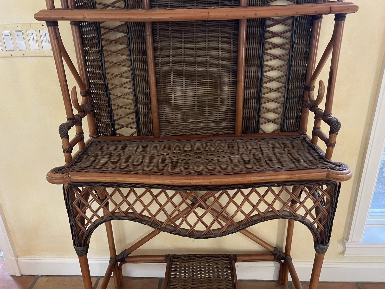 Vintage Rattan and Wicker Hall Stand - 4