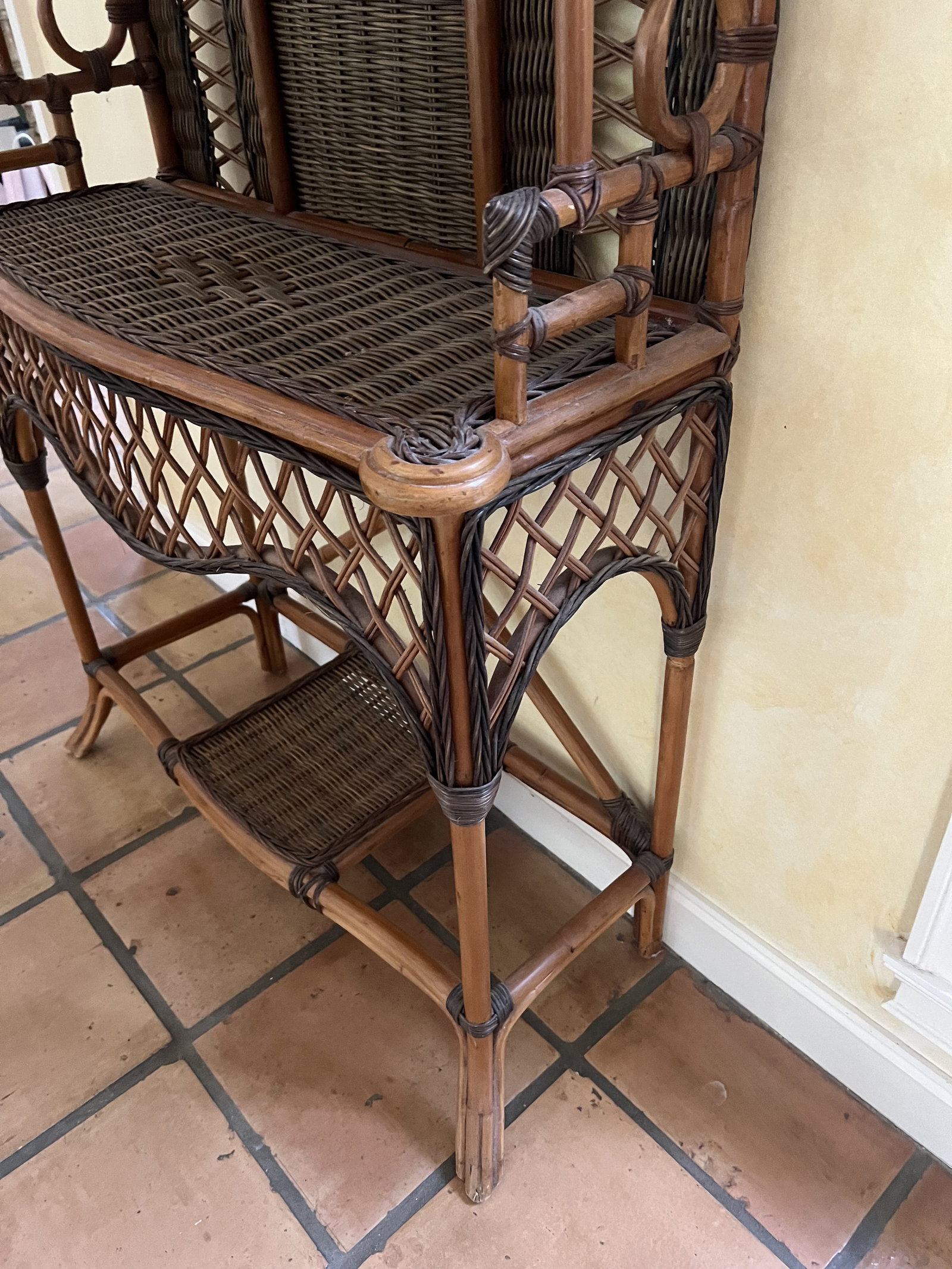 Vintage Rattan and Wicker Hall Stand - 7