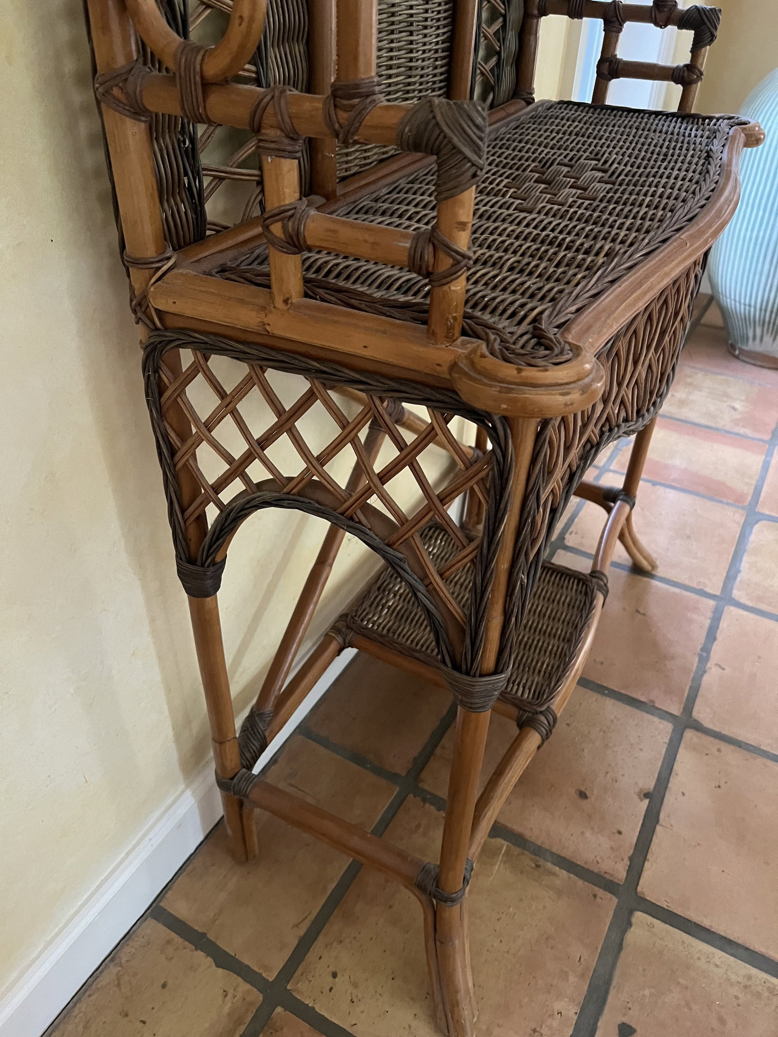 Vintage Rattan and Wicker Hall Stand - 9