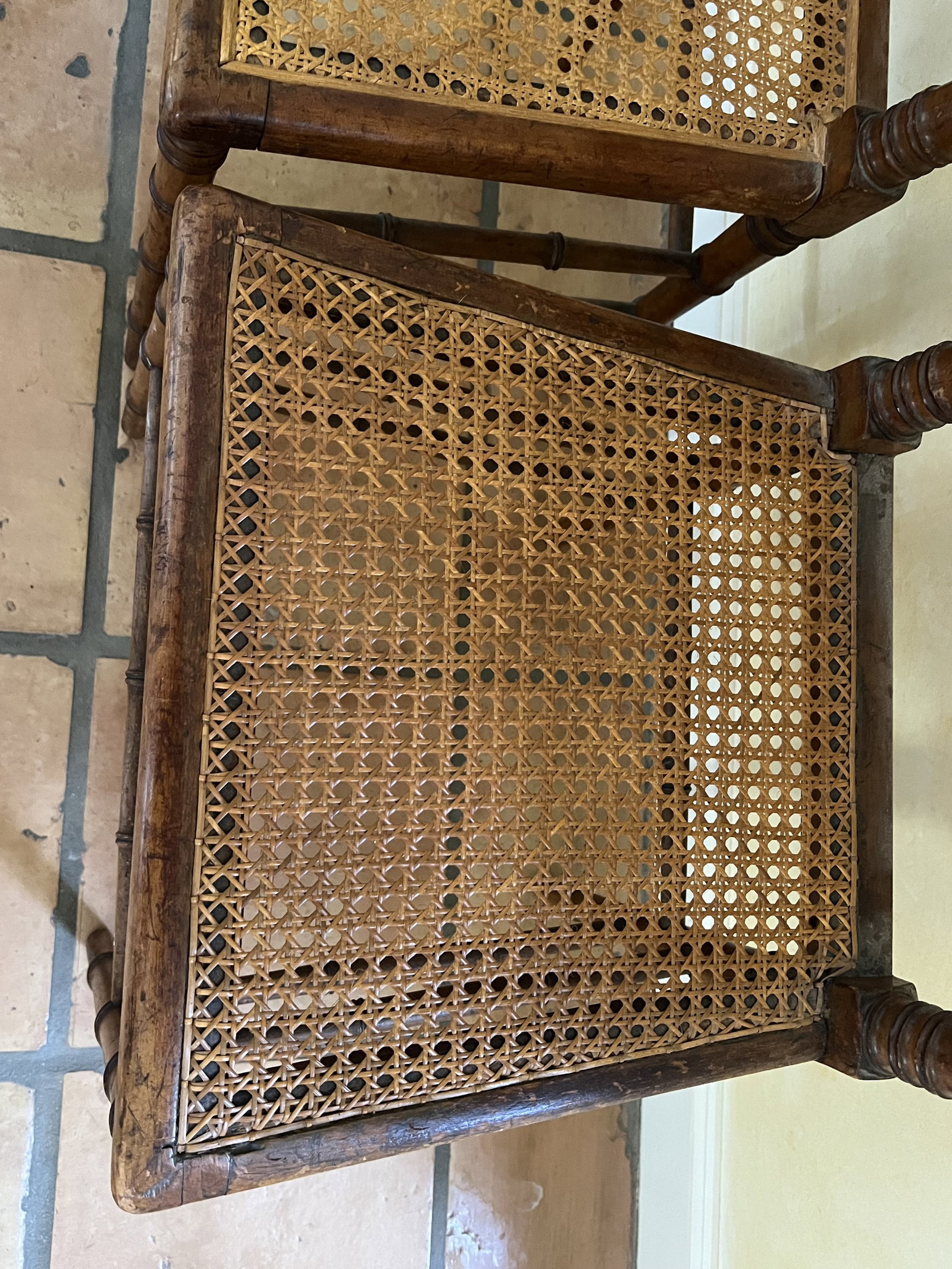 Pair of Antique Bamboo Cane and Chairs - 3