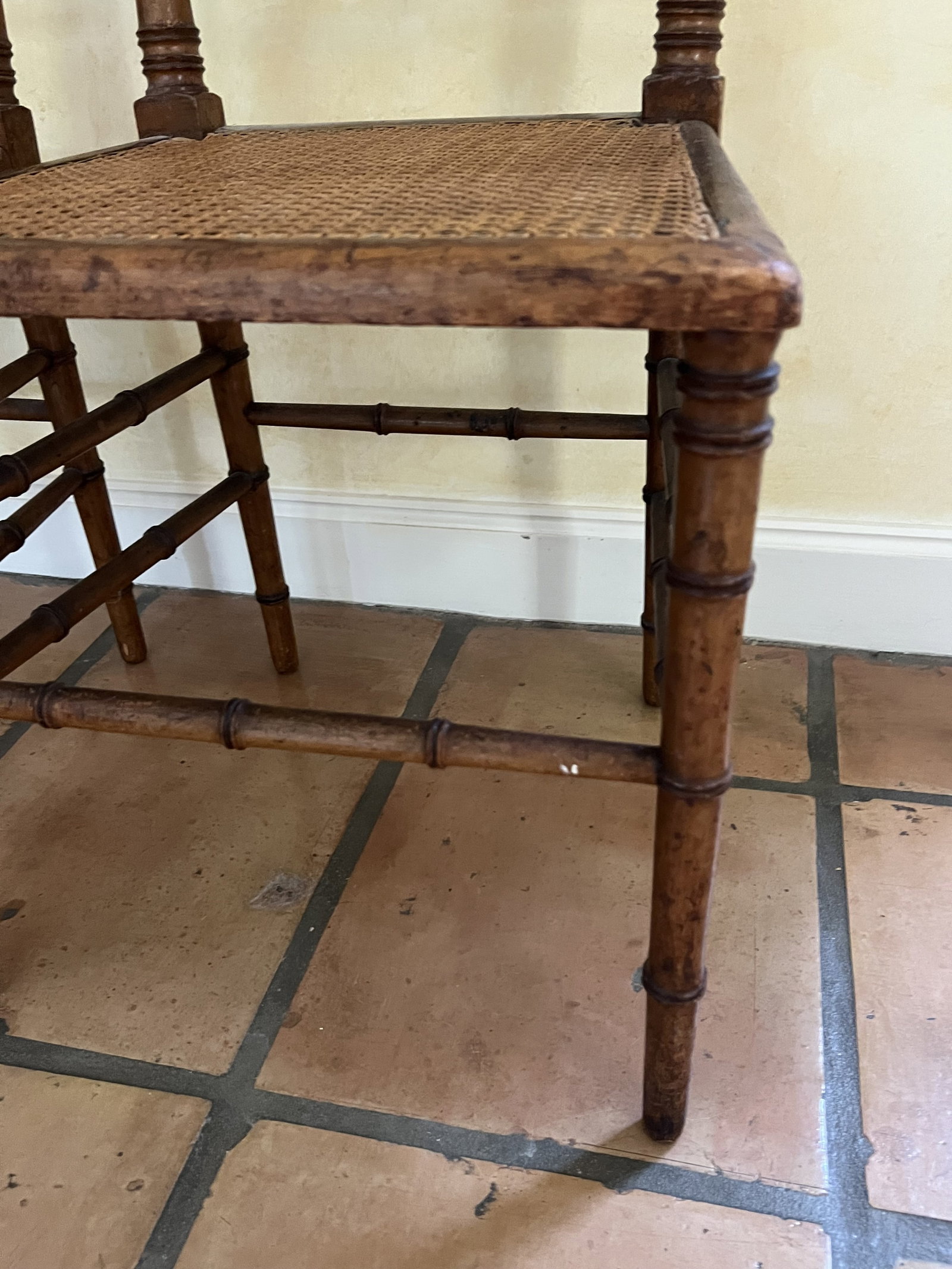 Pair of Antique Bamboo Cane and Chairs - 4