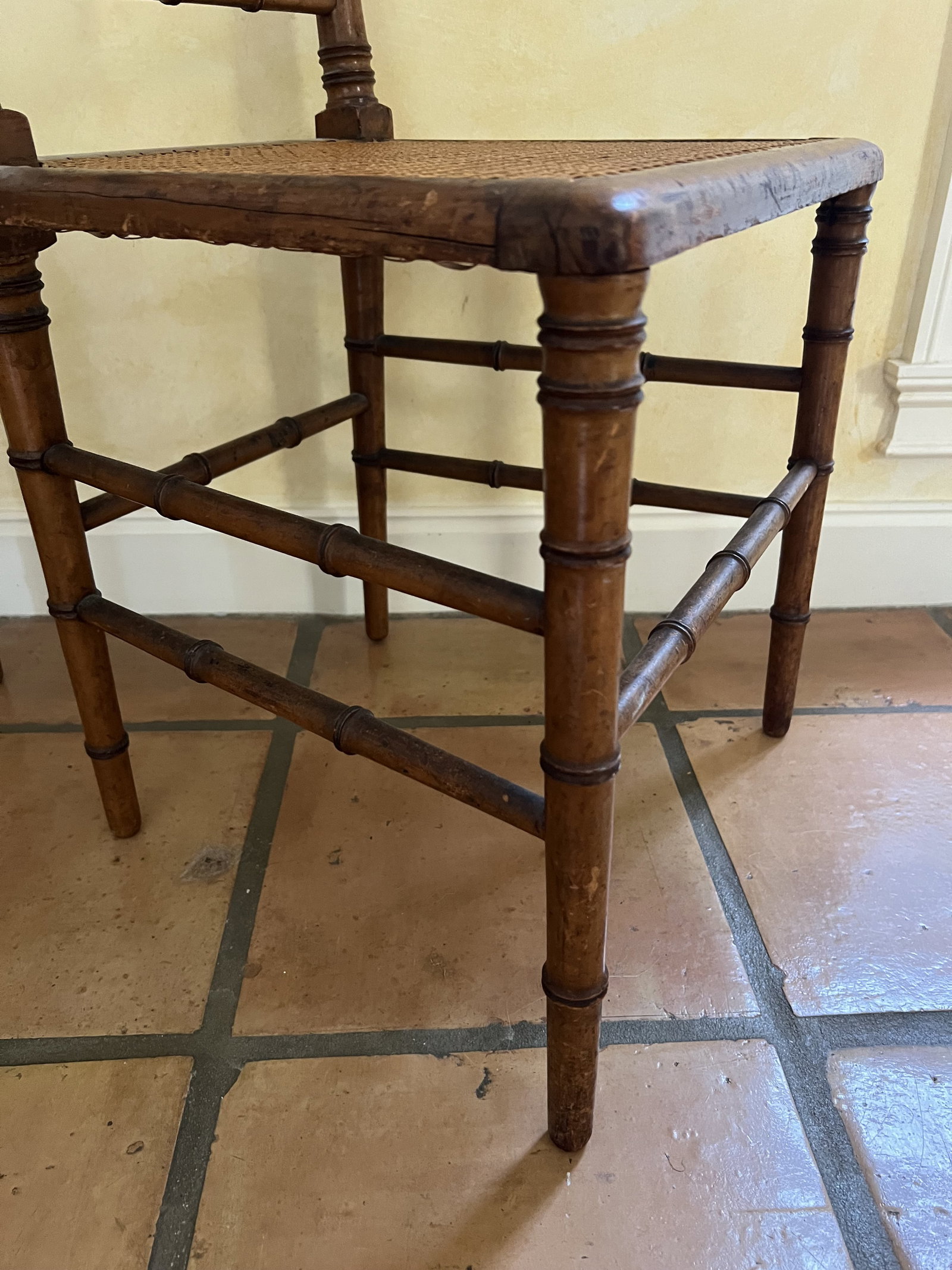 Pair of Antique Bamboo Cane and Chairs - 6
